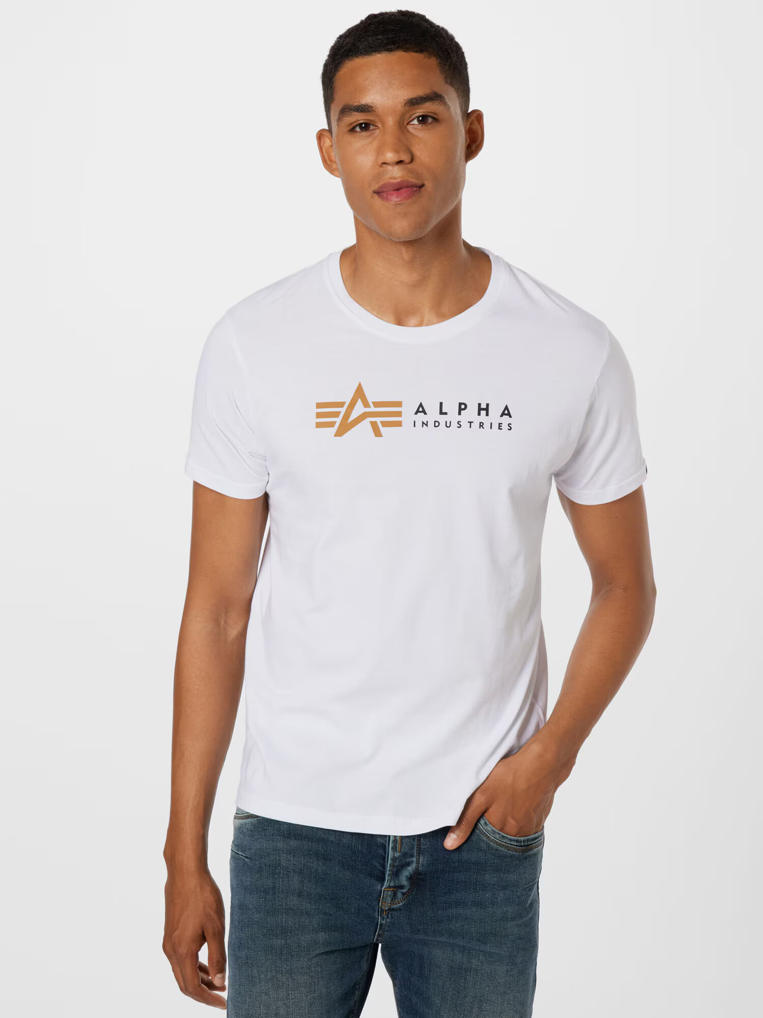 ALPHA INDUSTRIES Tricou maro coniac / negru / alb - Pled.ro