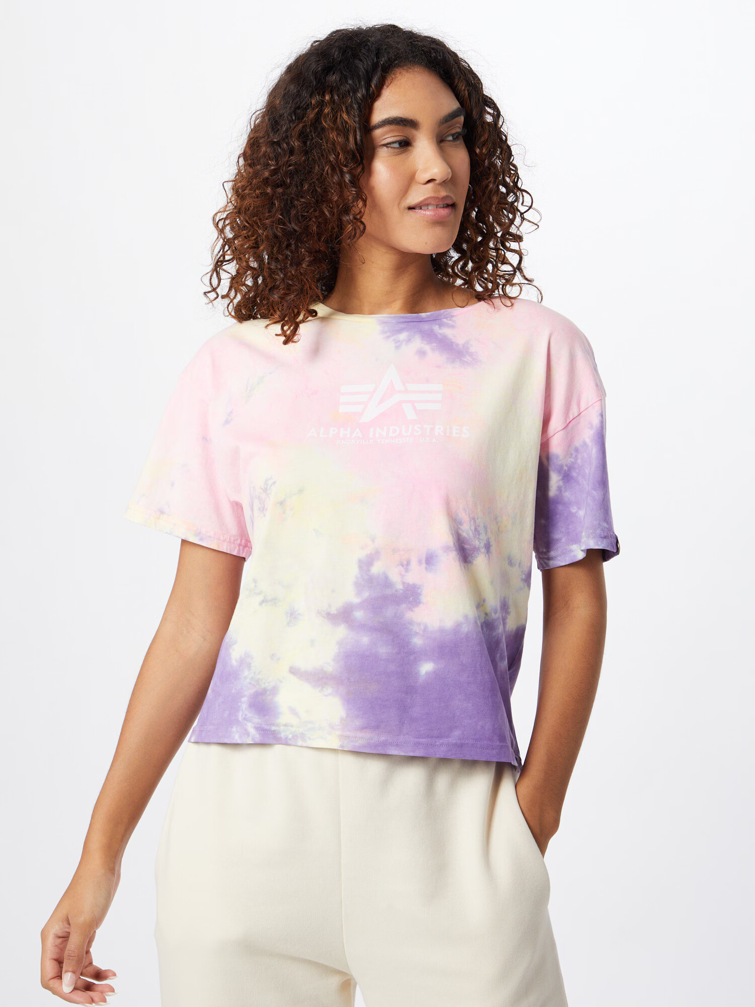 ALPHA INDUSTRIES Tricou mov pastel / roz pastel / alb - Pled.ro