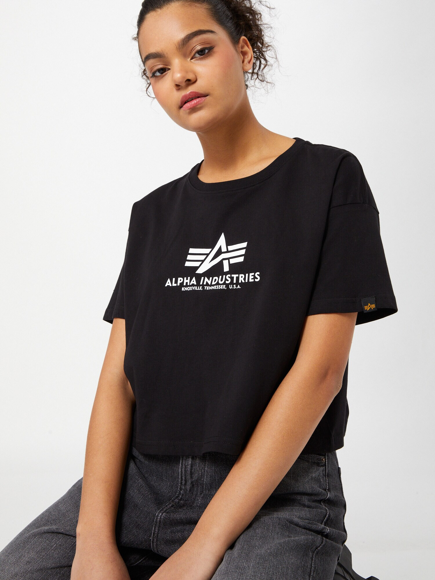 ALPHA INDUSTRIES Tricou negru / alb - Pled.ro