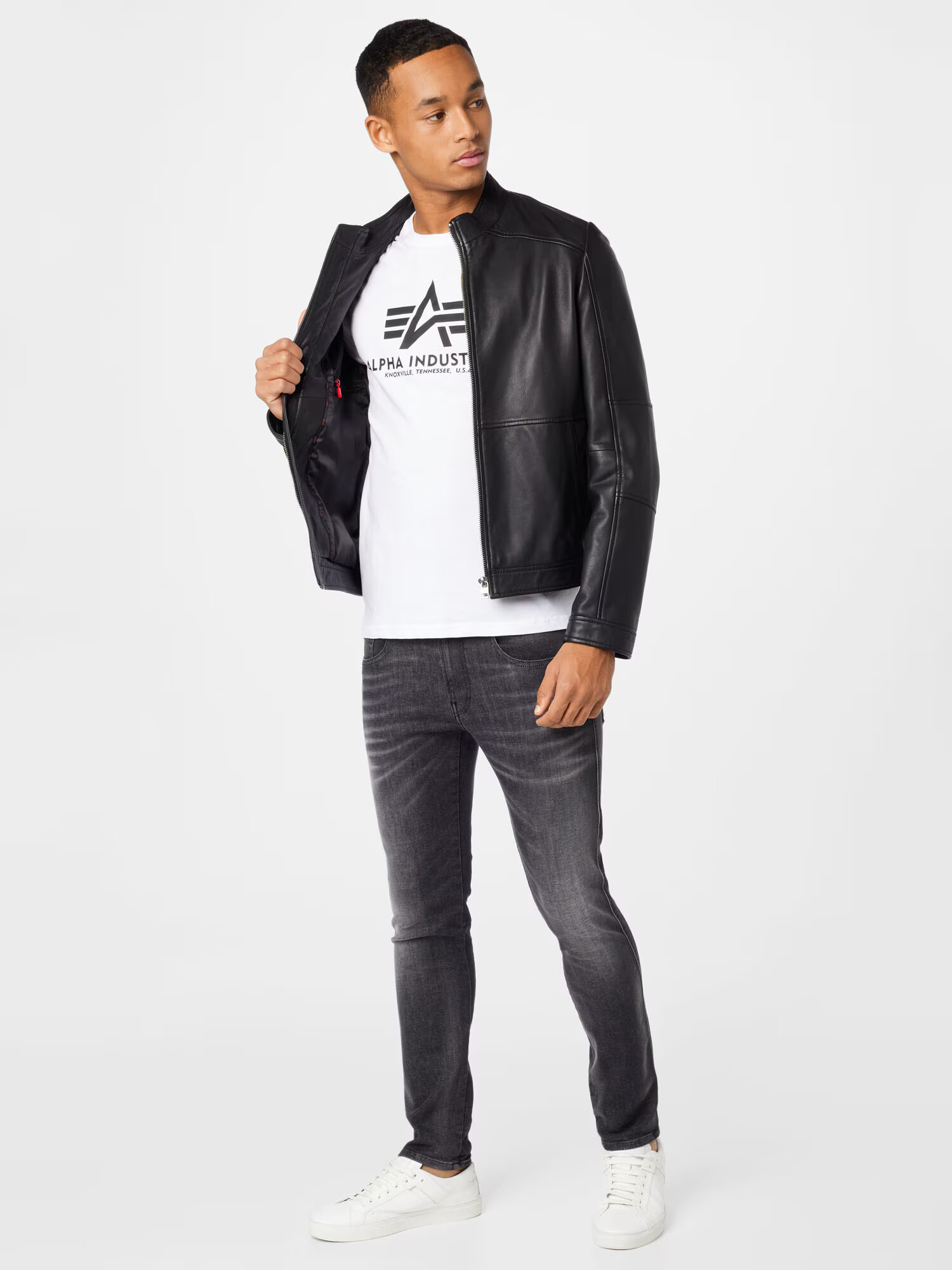 ALPHA INDUSTRIES Tricou negru / alb - Pled.ro