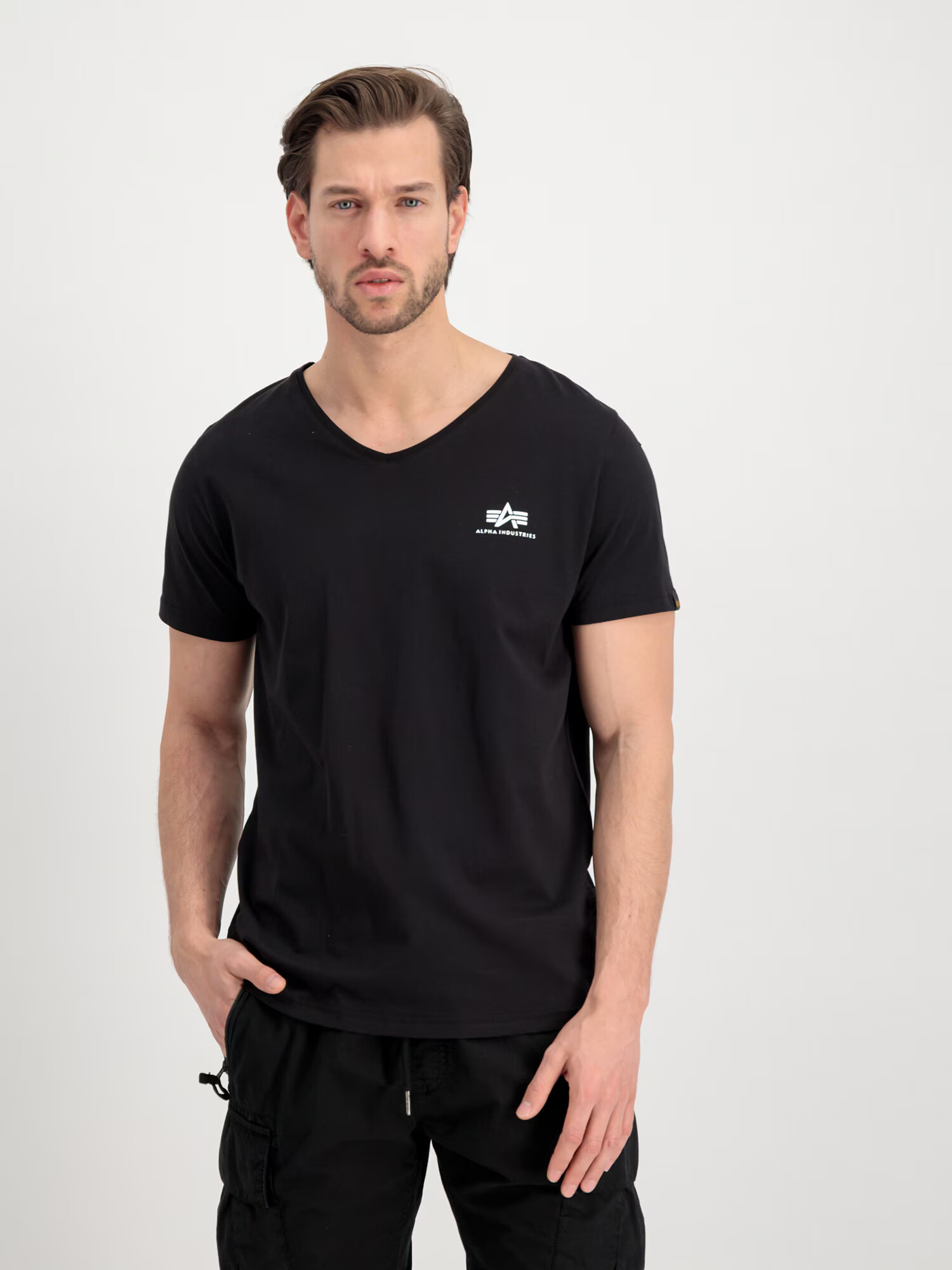 ALPHA INDUSTRIES Tricou negru / alb - Pled.ro