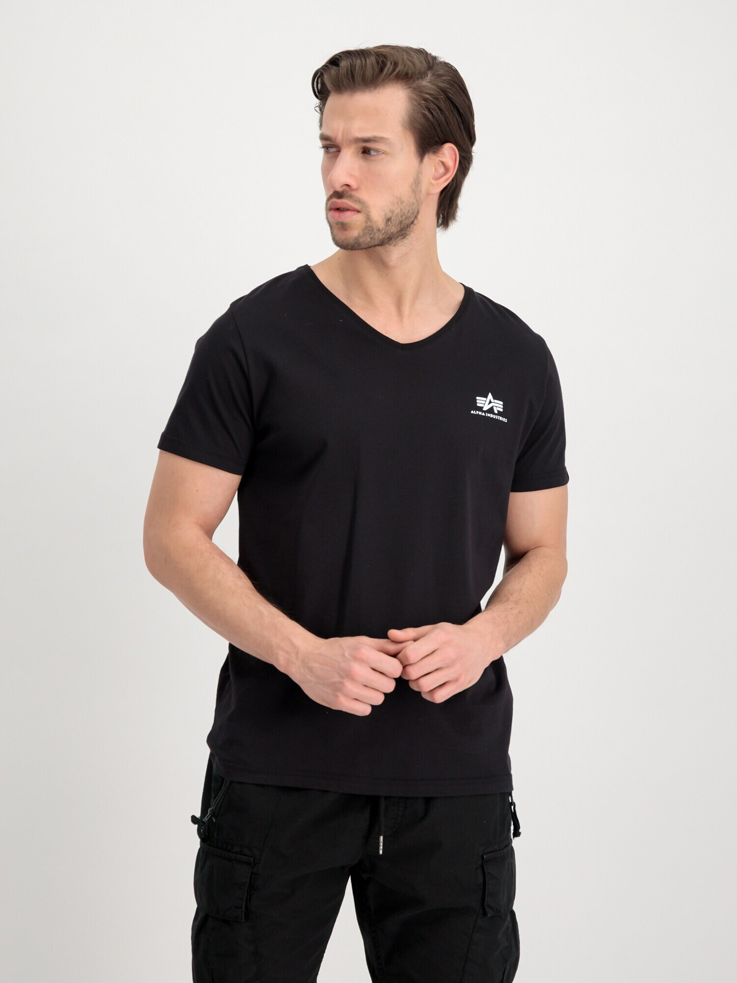 ALPHA INDUSTRIES Tricou negru / alb - Pled.ro