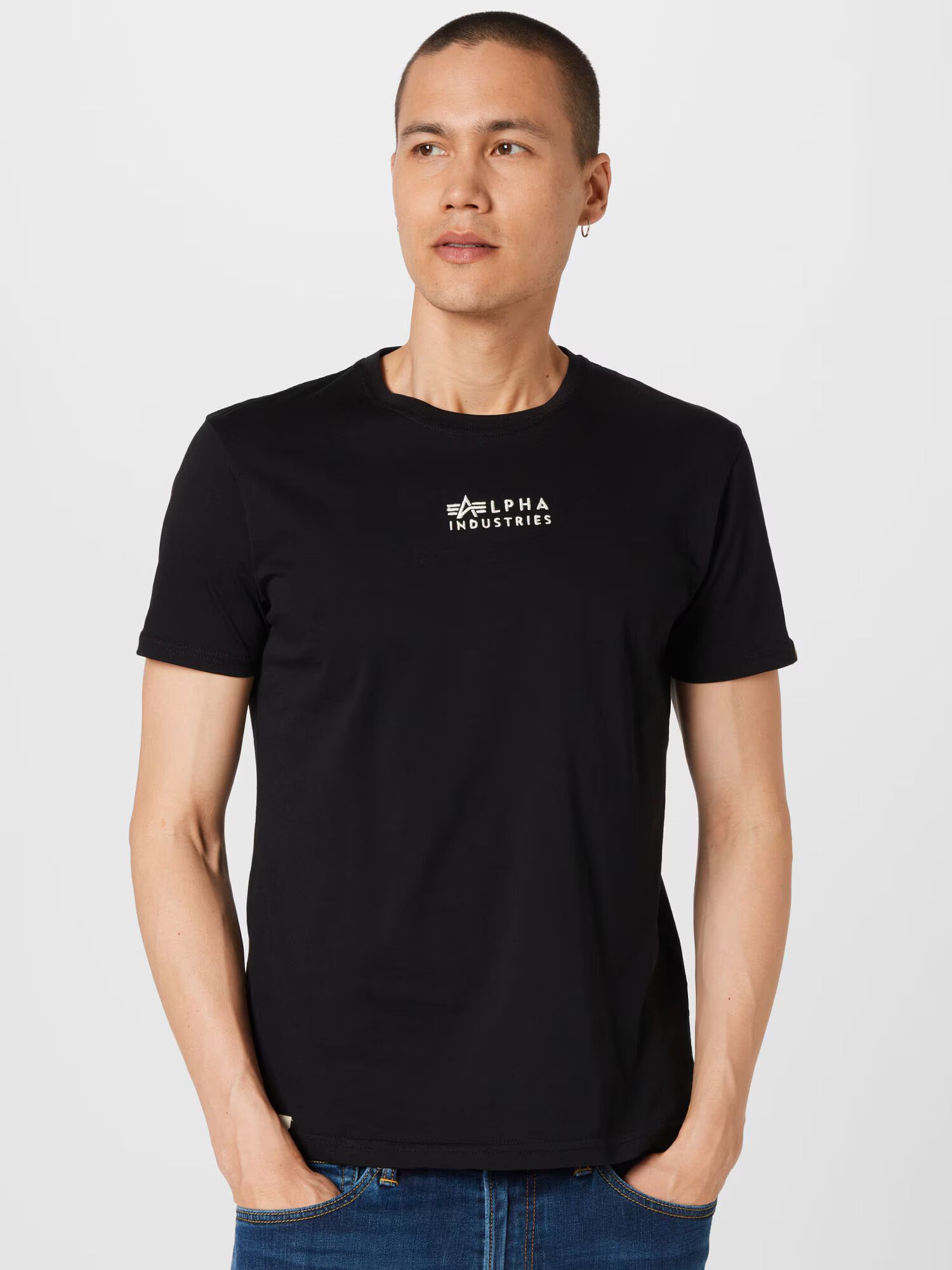 ALPHA INDUSTRIES Tricou negru / alb - Pled.ro