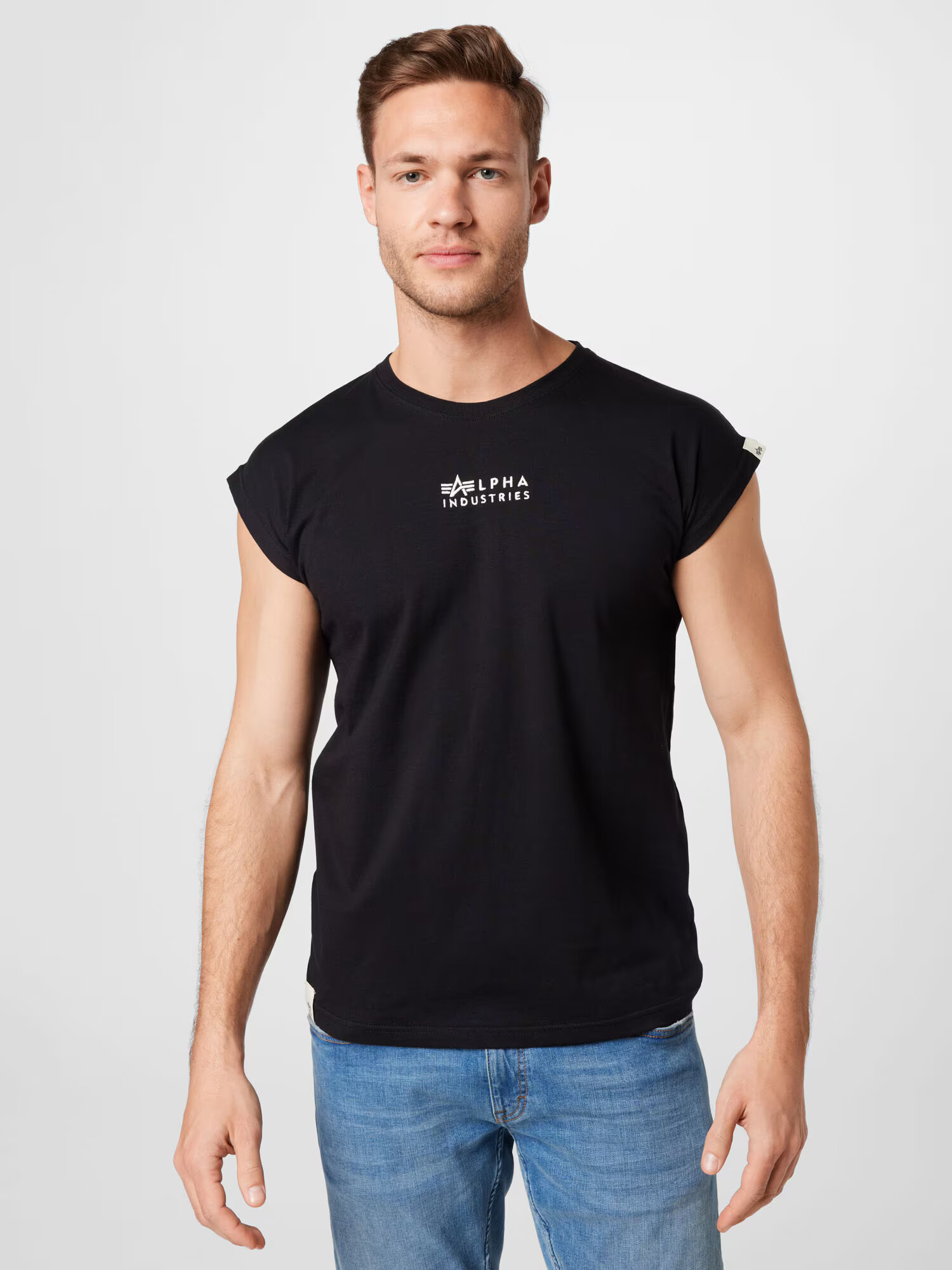 ALPHA INDUSTRIES Tricou negru / alb - Pled.ro