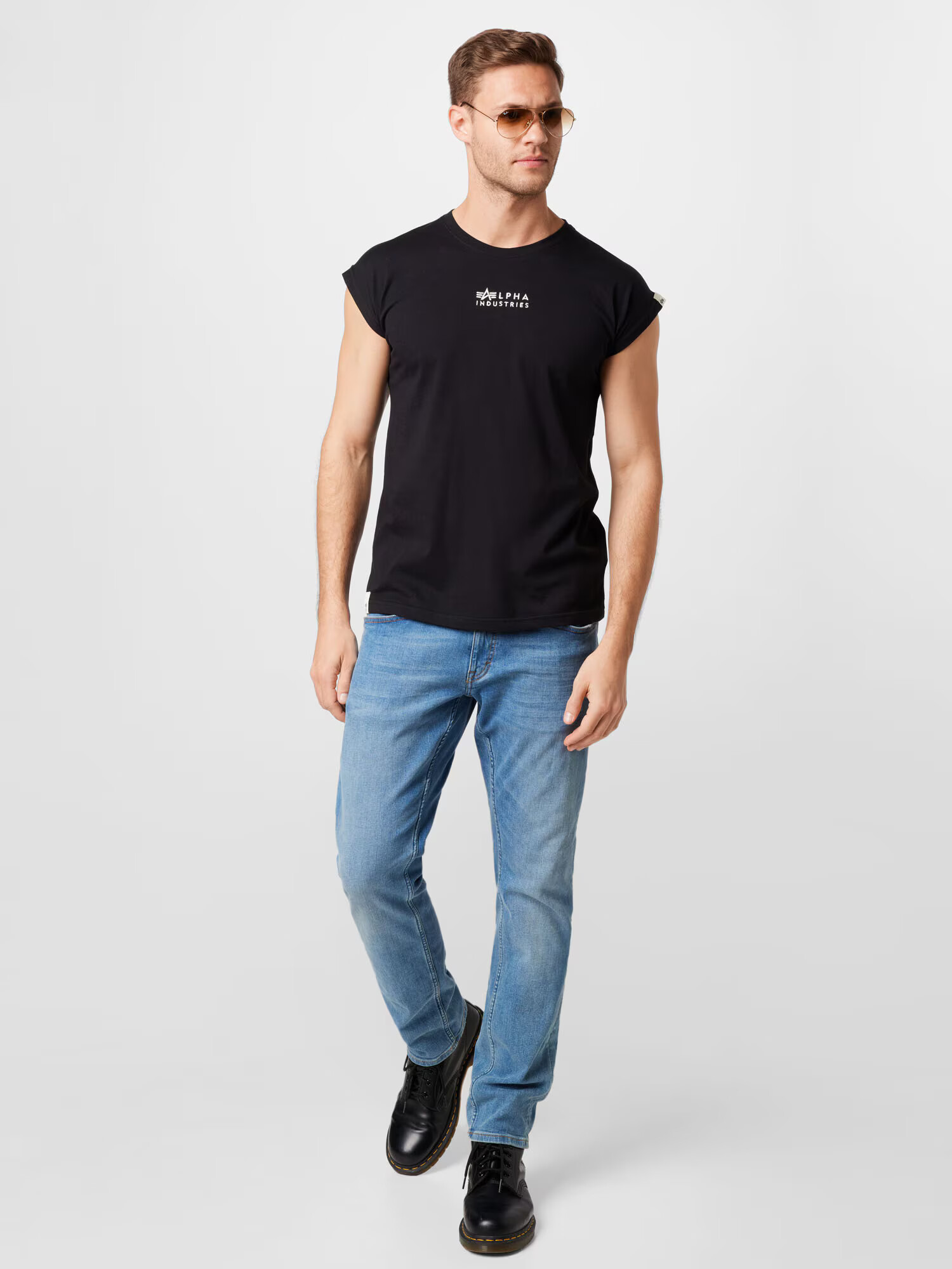 ALPHA INDUSTRIES Tricou negru / alb - Pled.ro