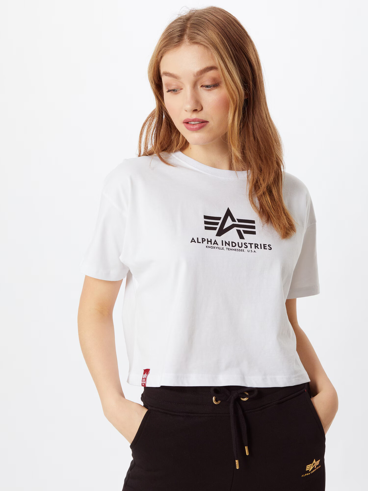 ALPHA INDUSTRIES Tricou negru / alb - Pled.ro