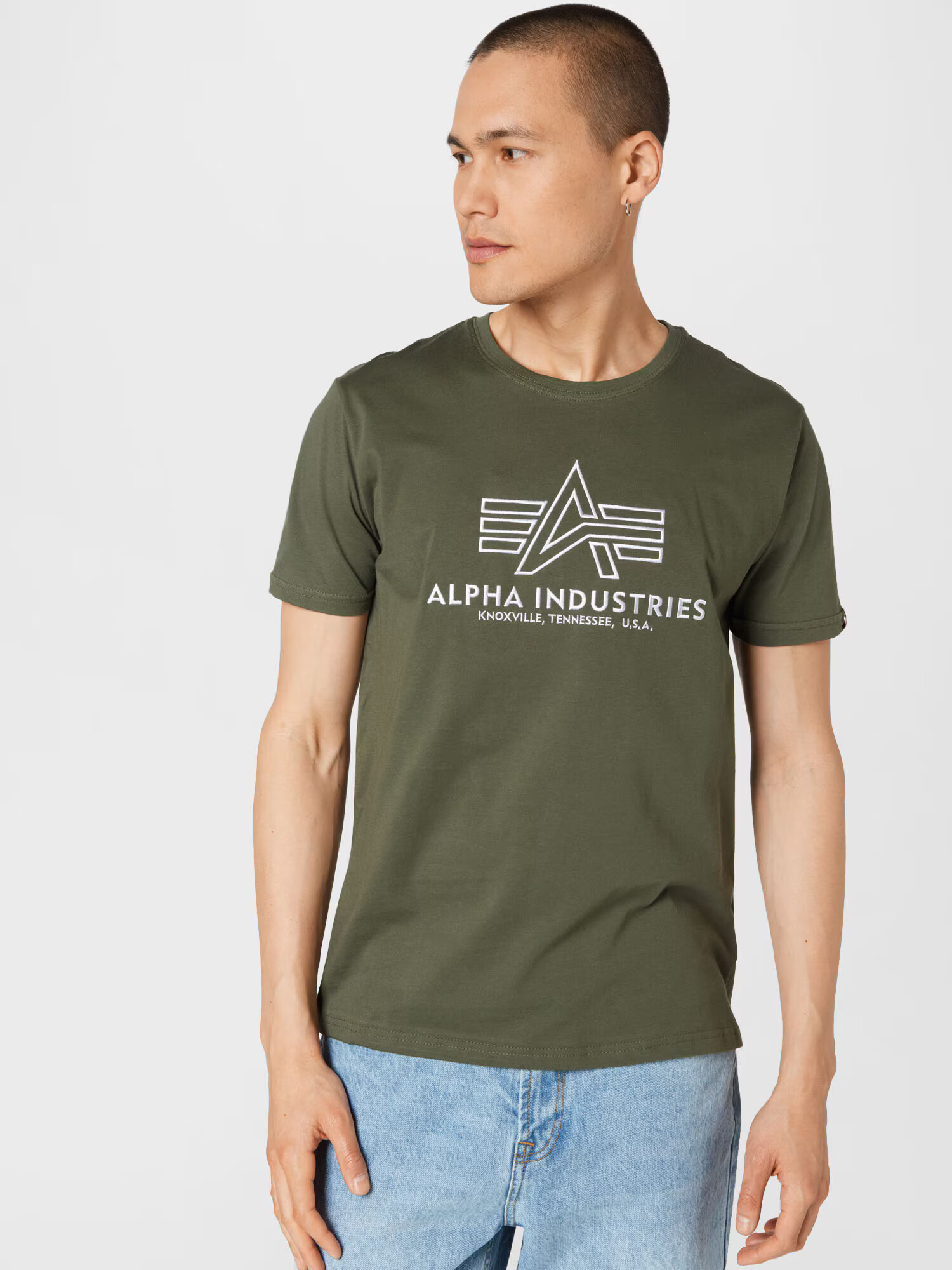 ALPHA INDUSTRIES Tricou oliv / alb - Pled.ro