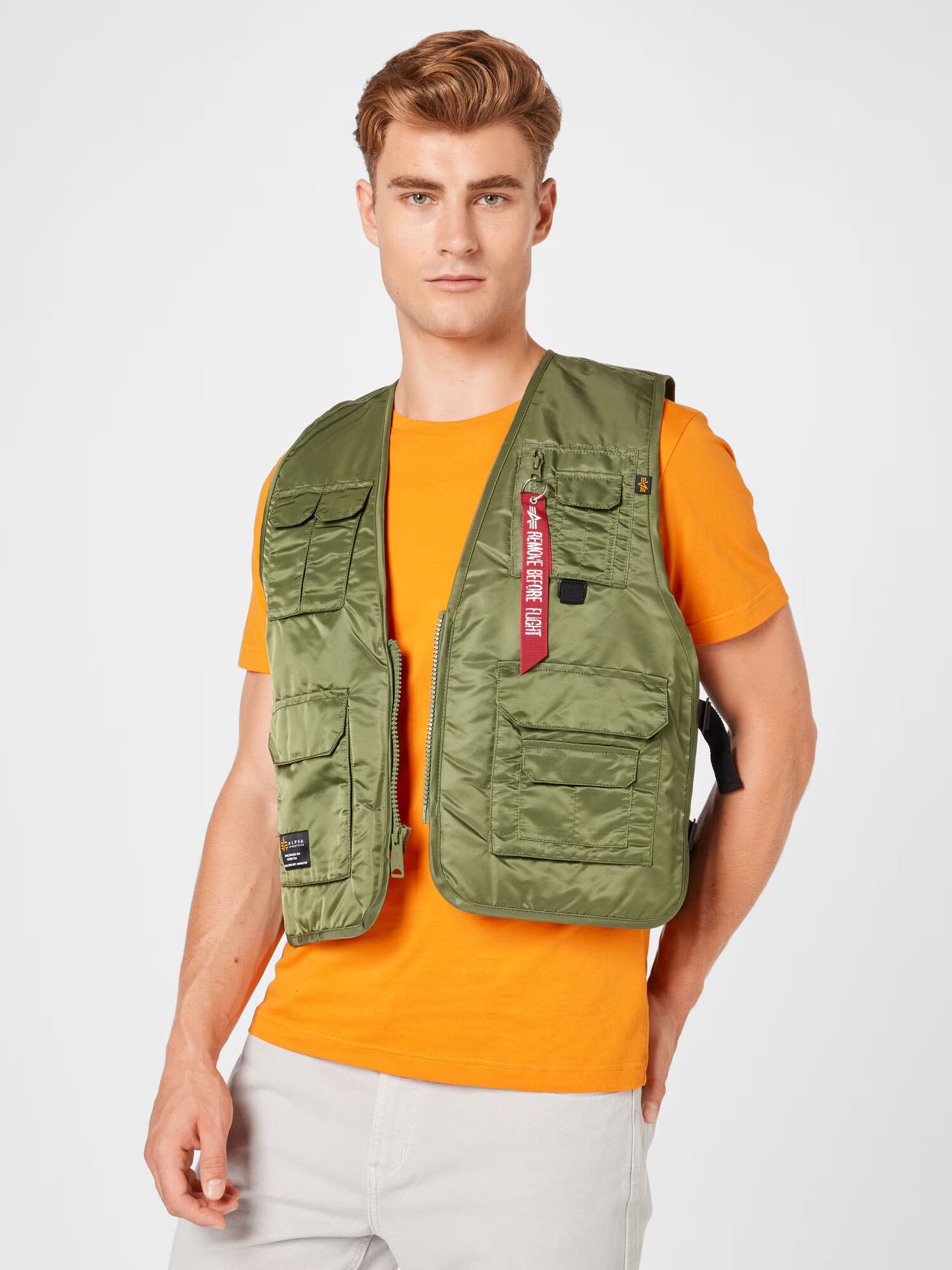 ALPHA INDUSTRIES Vestă 'Utility' oliv / portocaliu / roșu - Pled.ro