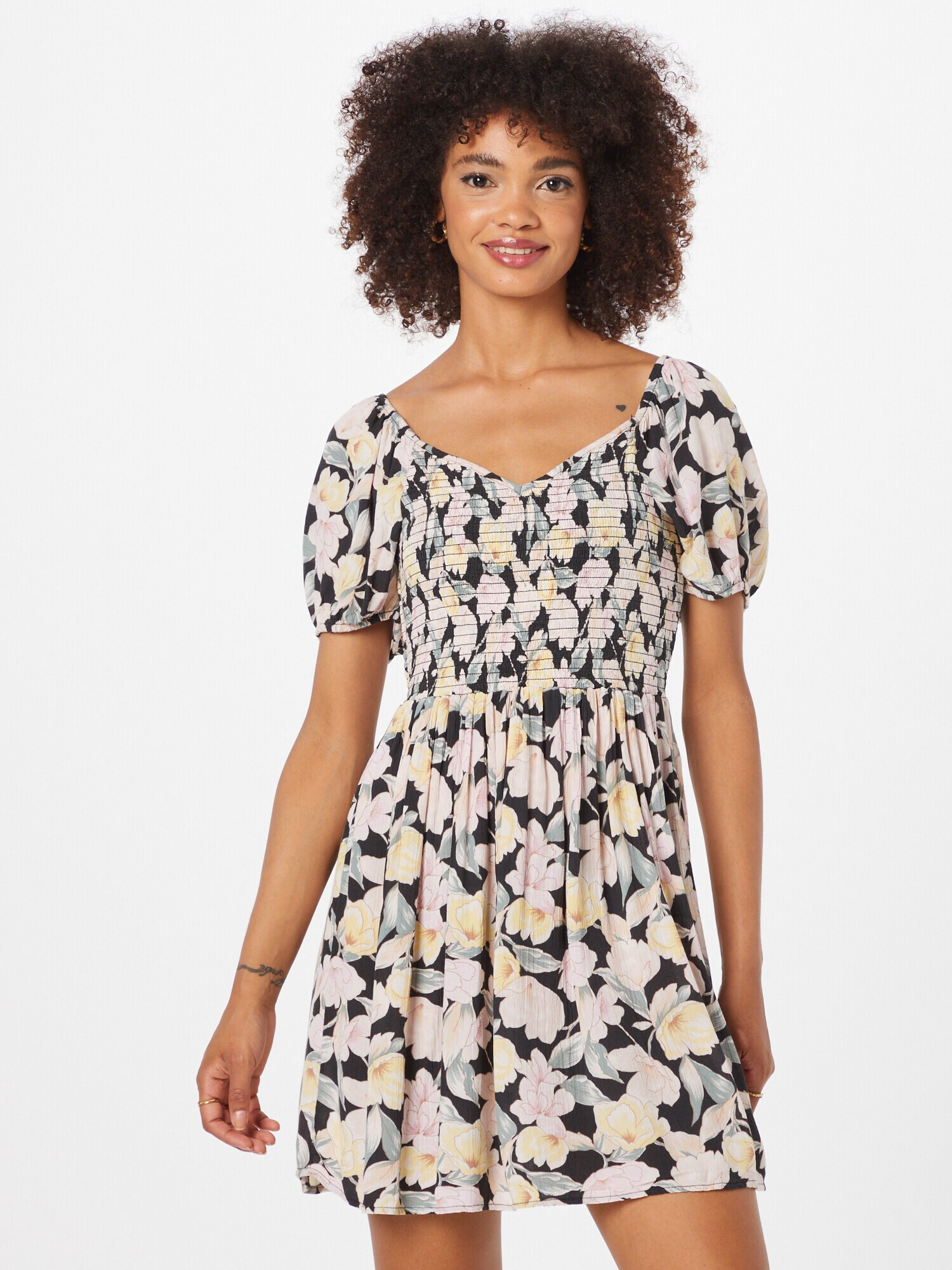 American Eagle Rochie de vară albastru pastel / galben pastel / roz pudră / negru - Pled.ro