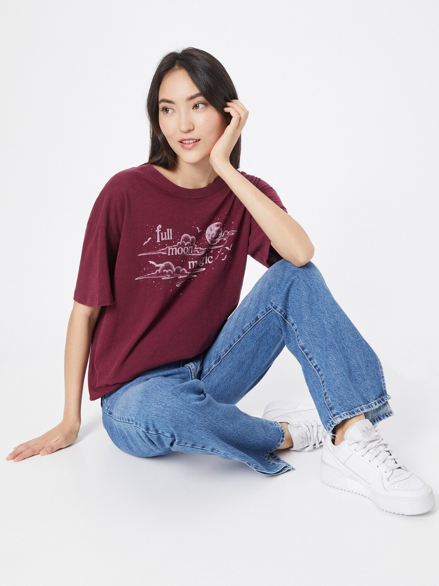 American Eagle Tricou roșu burgundy / alb - Pled.ro