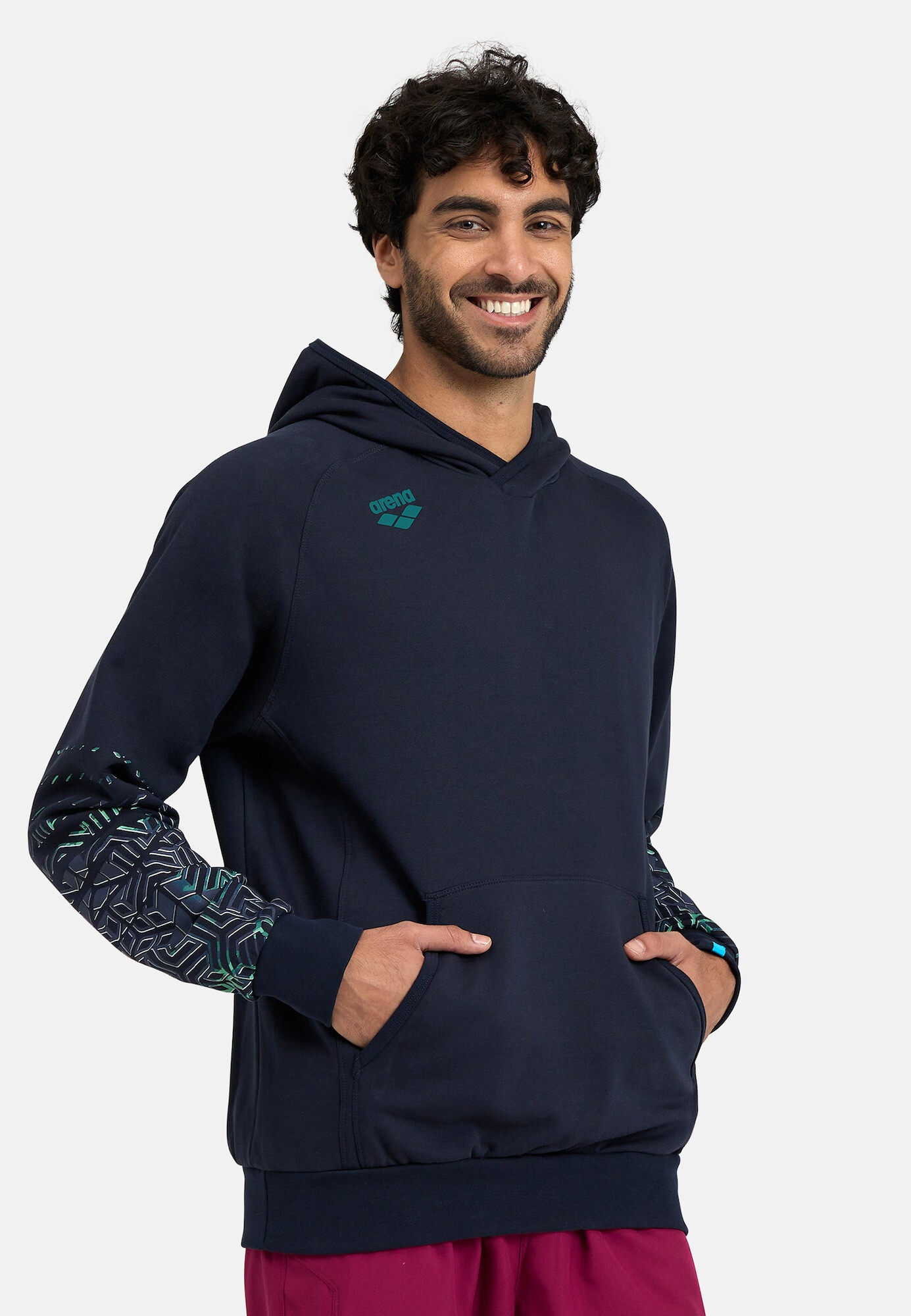 ARENA Hanorac sport 'HOODED SWEAT LOGO' bleumarin / verde petrol - Pled.ro