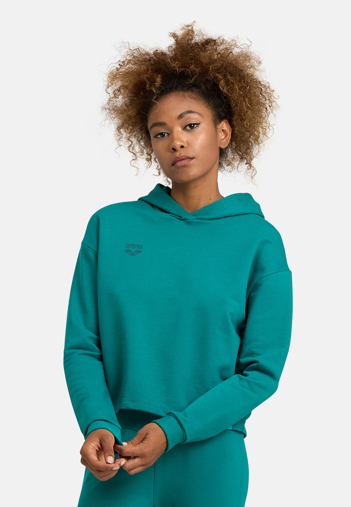 ARENA Hanorac sport 'HOODED SWEAT FLEECE' verde jad - Pled.ro