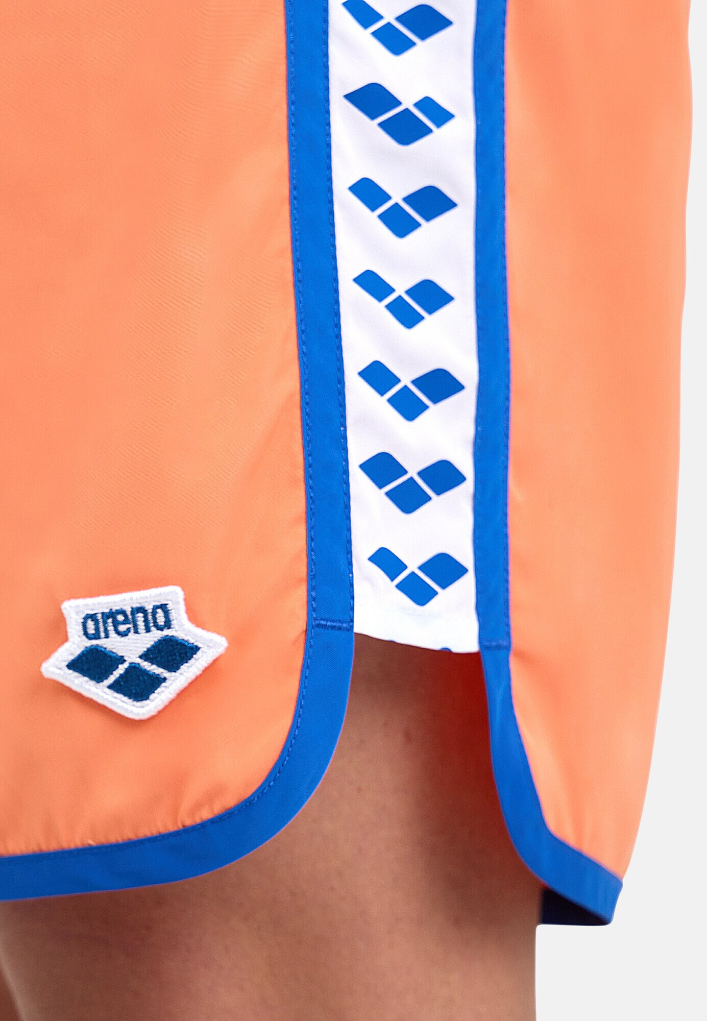 ARENA Pantaloni de baie 'ICONS TEAM STRIPE BOXER' azur / portocaliu caisă / alb - Pled.ro