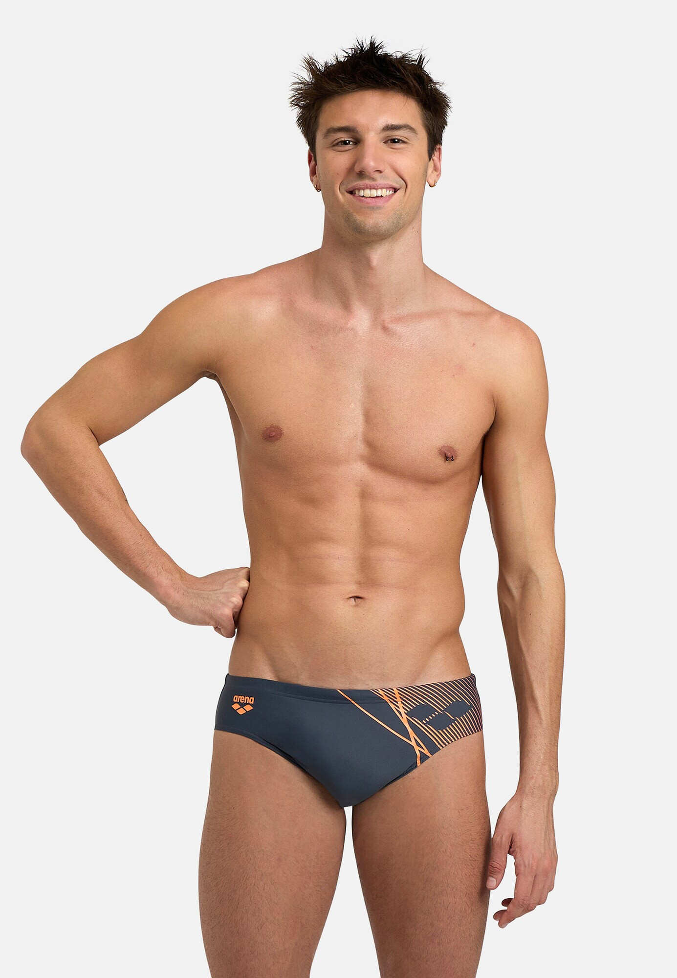 ARENA Pantaloni de baie 'BRANCH SWIM BRIEFS' gri închis / portocaliu deschis - Pled.ro