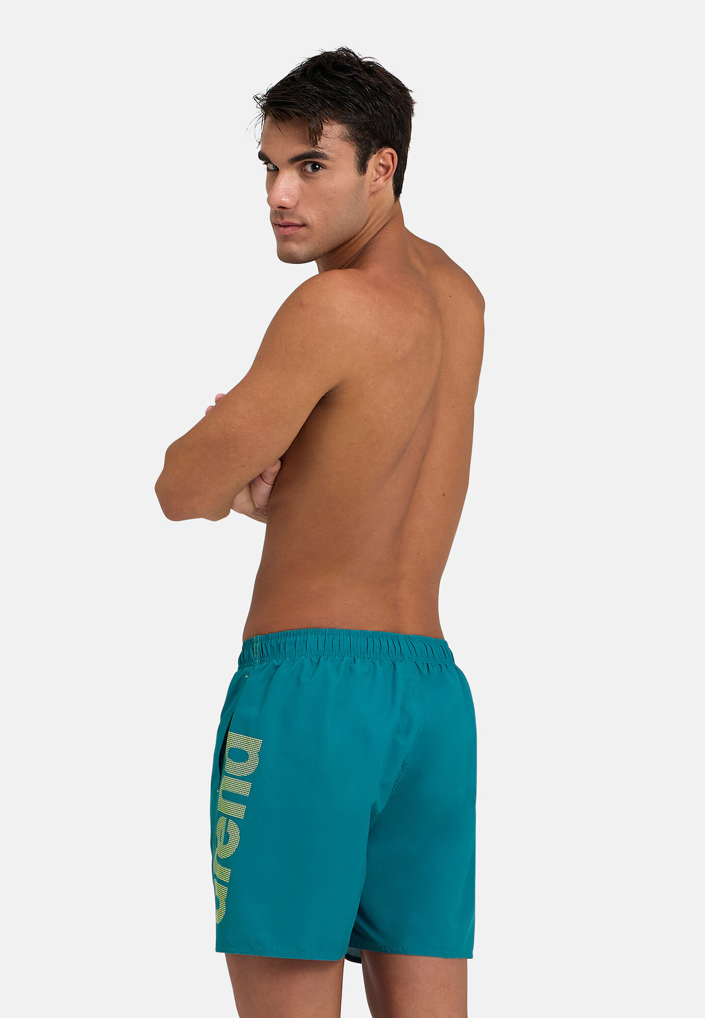 ARENA Pantaloni scurți apă 'LOGO BOXER' galben citron / verde jad - Pled.ro