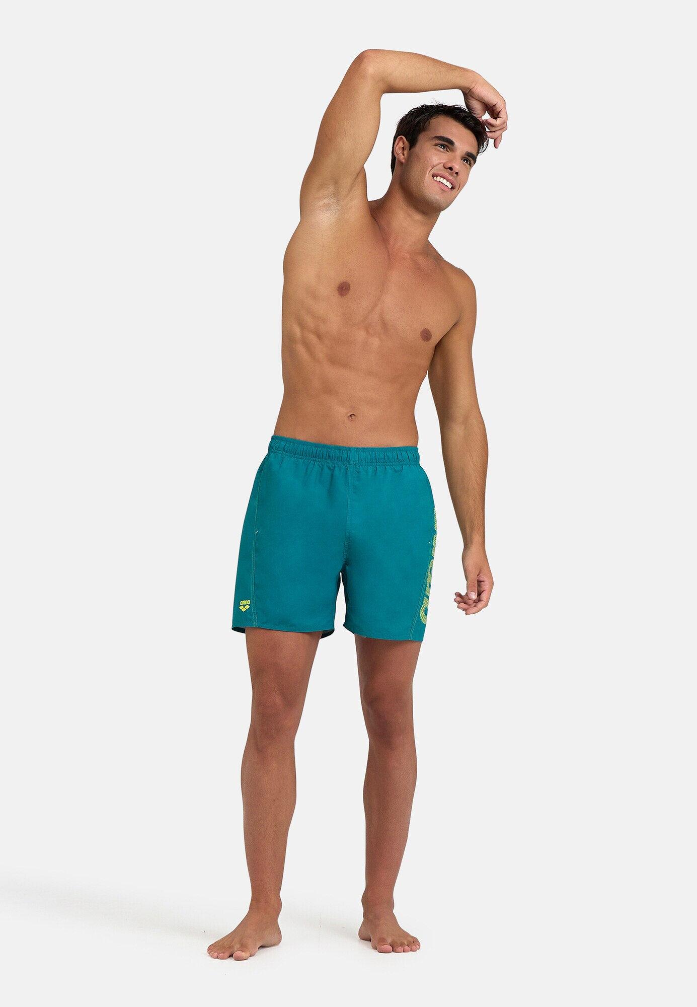 ARENA Pantaloni scurți apă 'LOGO BOXER' galben citron / verde jad - Pled.ro