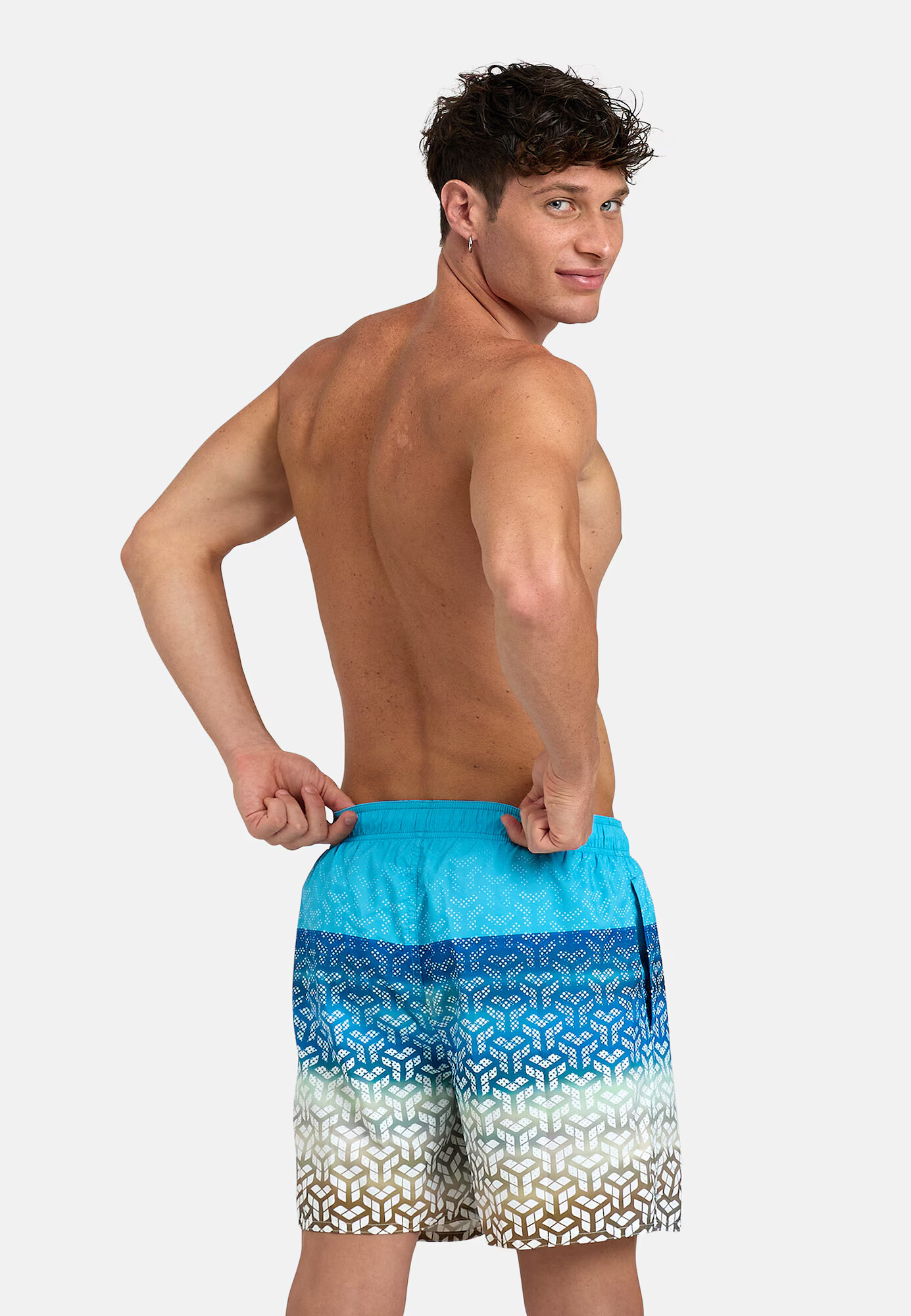 ARENA Pantaloni scurți apă 'BEACH BOXER PLACED' albastru cobalt / azur / sepie / alb - Pled.ro