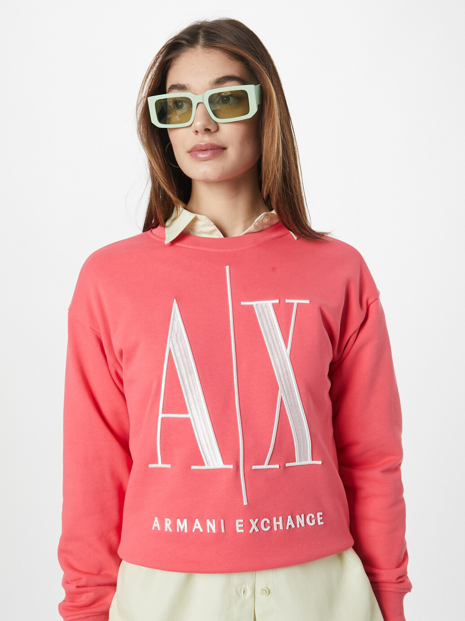 ARMANI EXCHANGE Bluză de molton '8NYM02' culoarea pielii / alb - Pled.ro