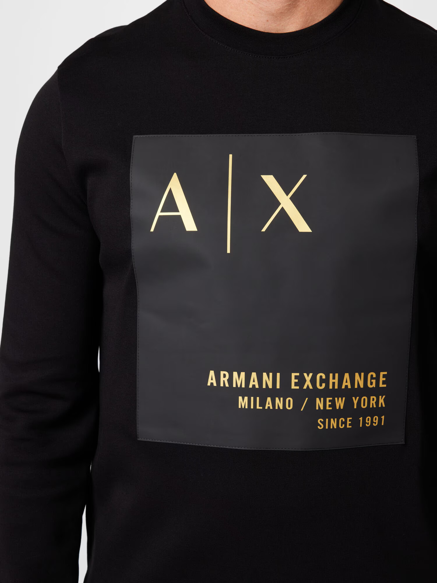 ARMANI EXCHANGE Bluză de molton auriu / negru - Pled.ro