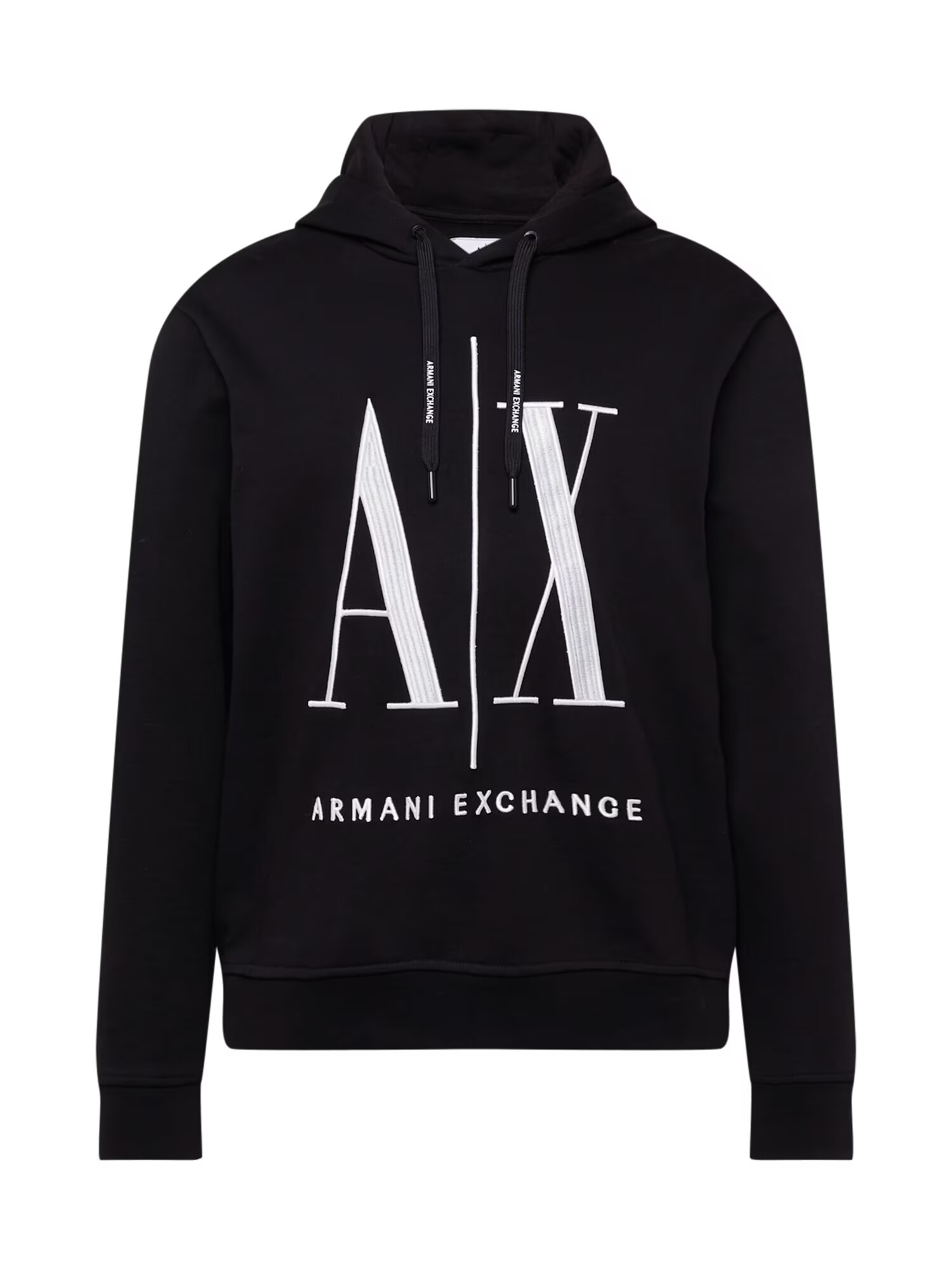 ARMANI EXCHANGE Bluză de molton negru / alb - Pled.ro