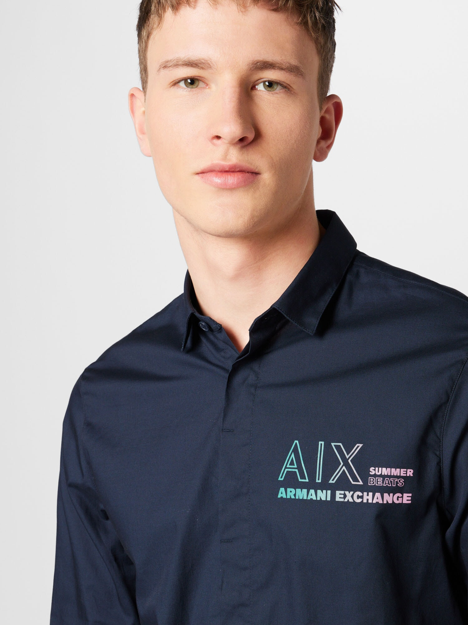 ARMANI EXCHANGE Cămașă bleumarin / albastru aqua / mov orhidee - Pled.ro