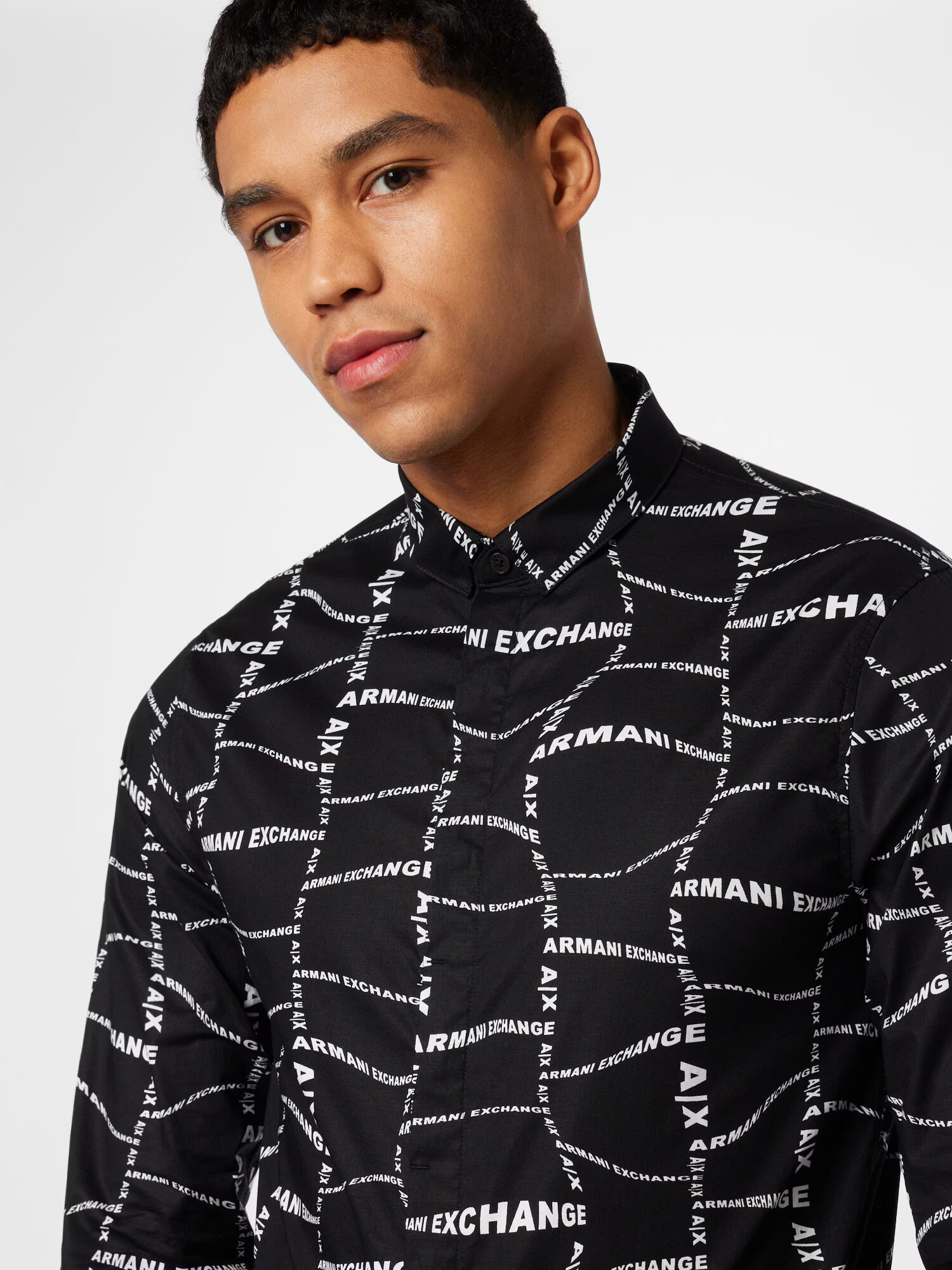 ARMANI EXCHANGE Cămașă negru / alb - Pled.ro