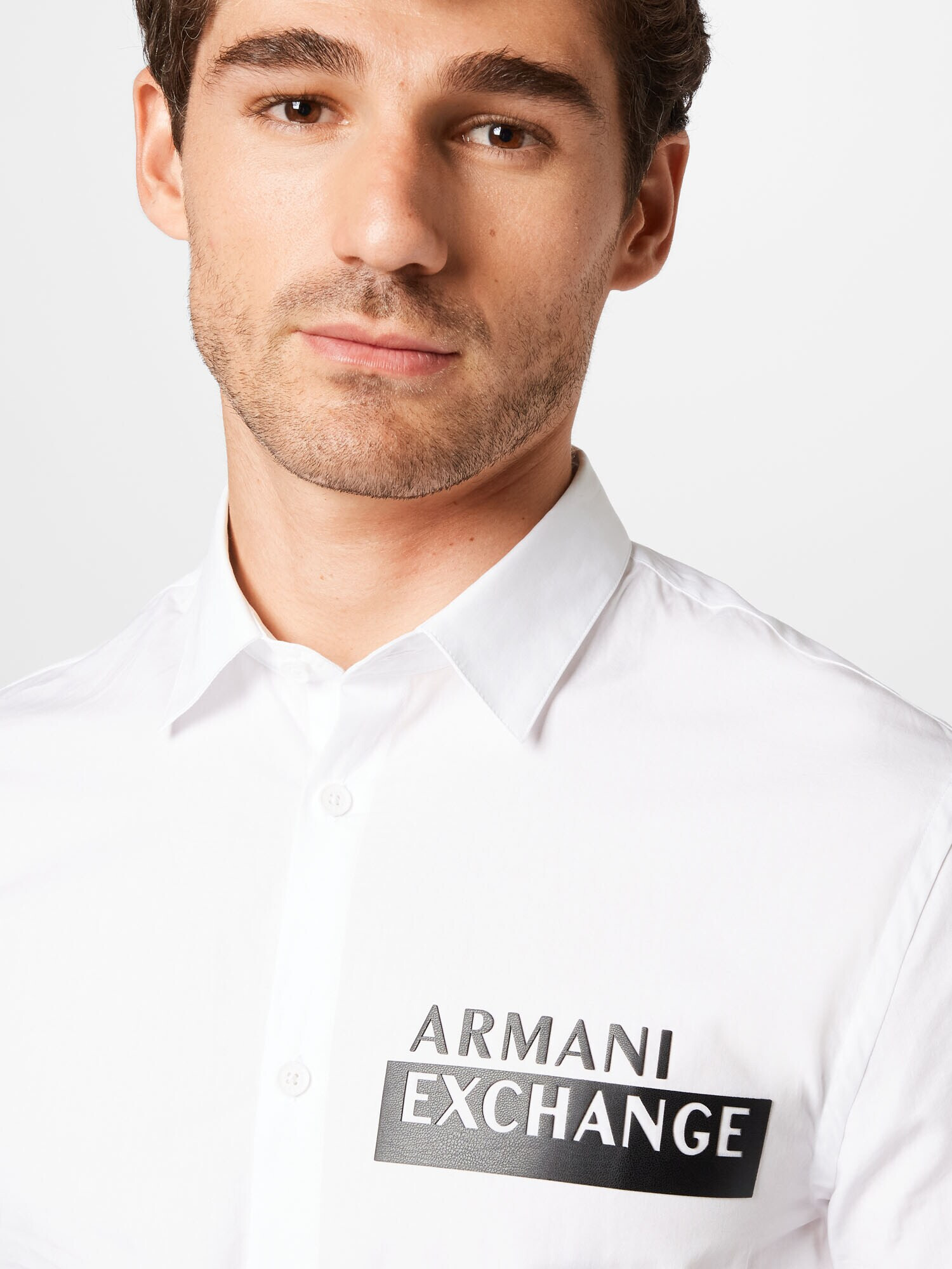 ARMANI EXCHANGE Cămașă 'Tessuto' negru / alb - Pled.ro