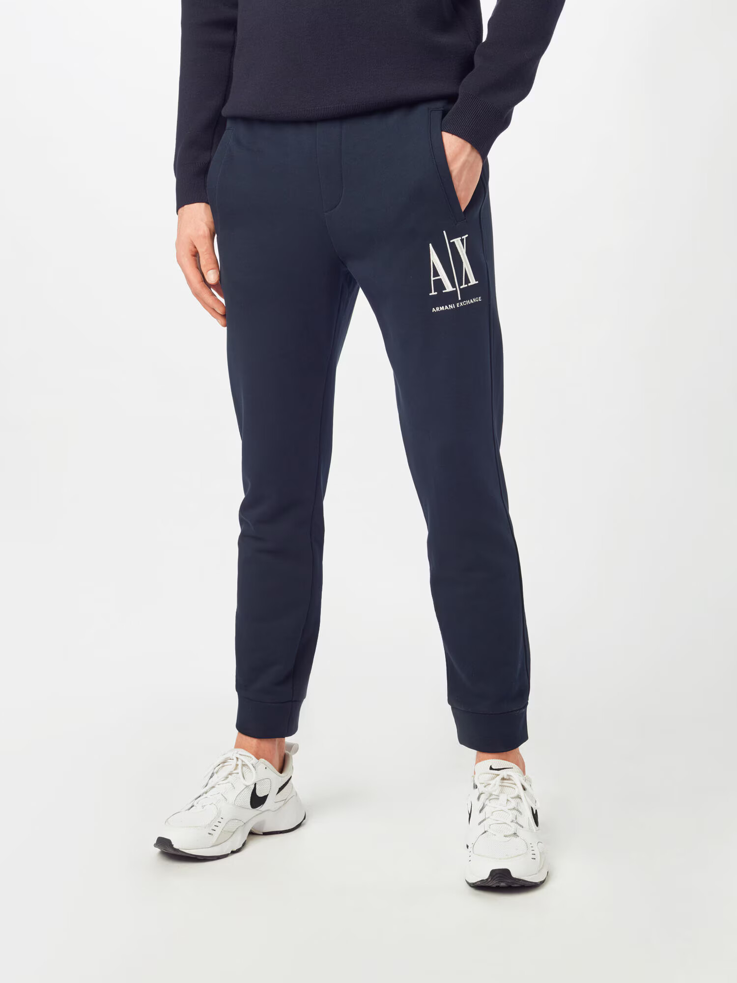 ARMANI EXCHANGE Pantaloni '8NZPPA' bleumarin / alb - Pled.ro