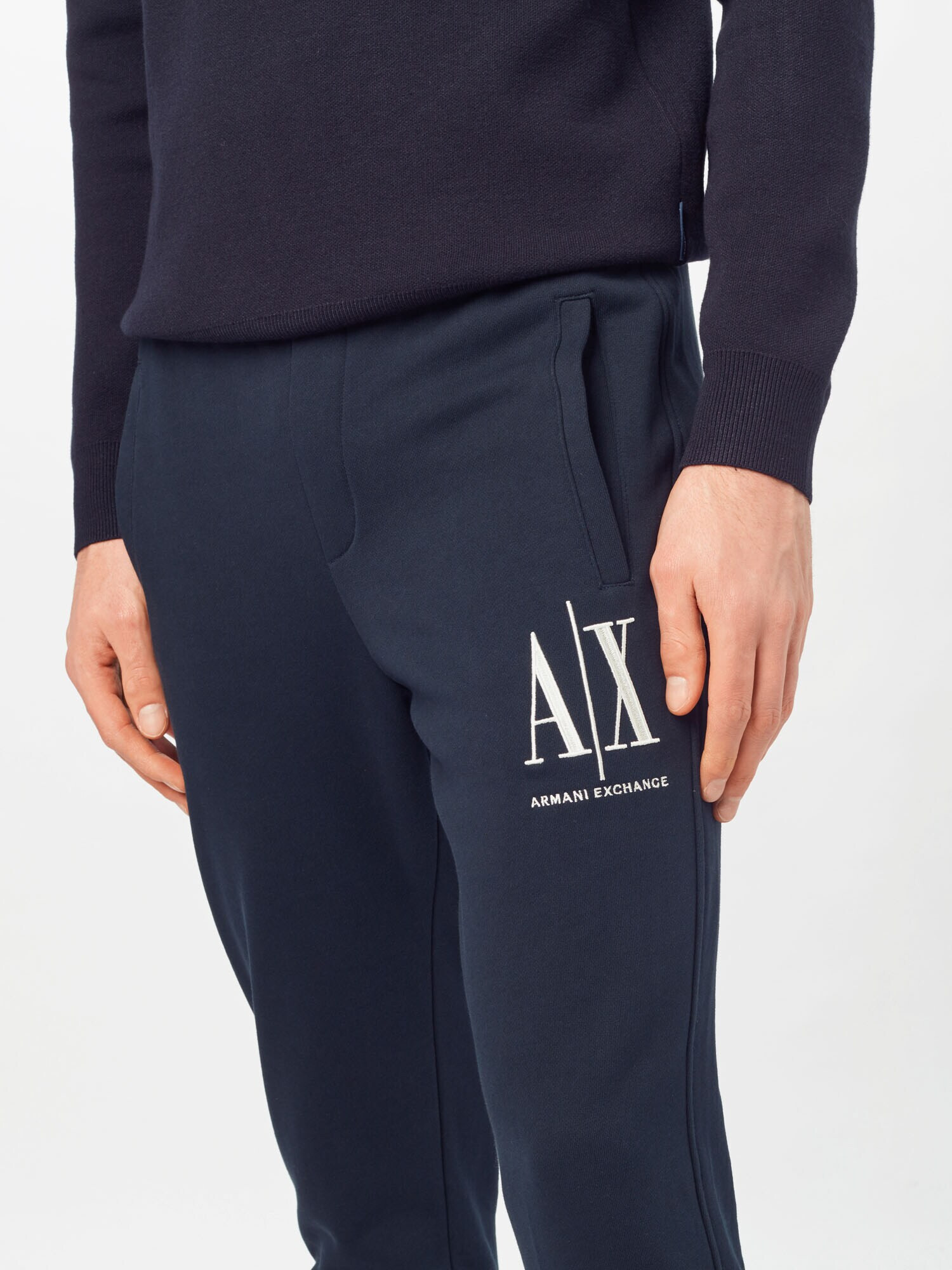 ARMANI EXCHANGE Pantaloni '8NZPPA' bleumarin / alb - Pled.ro