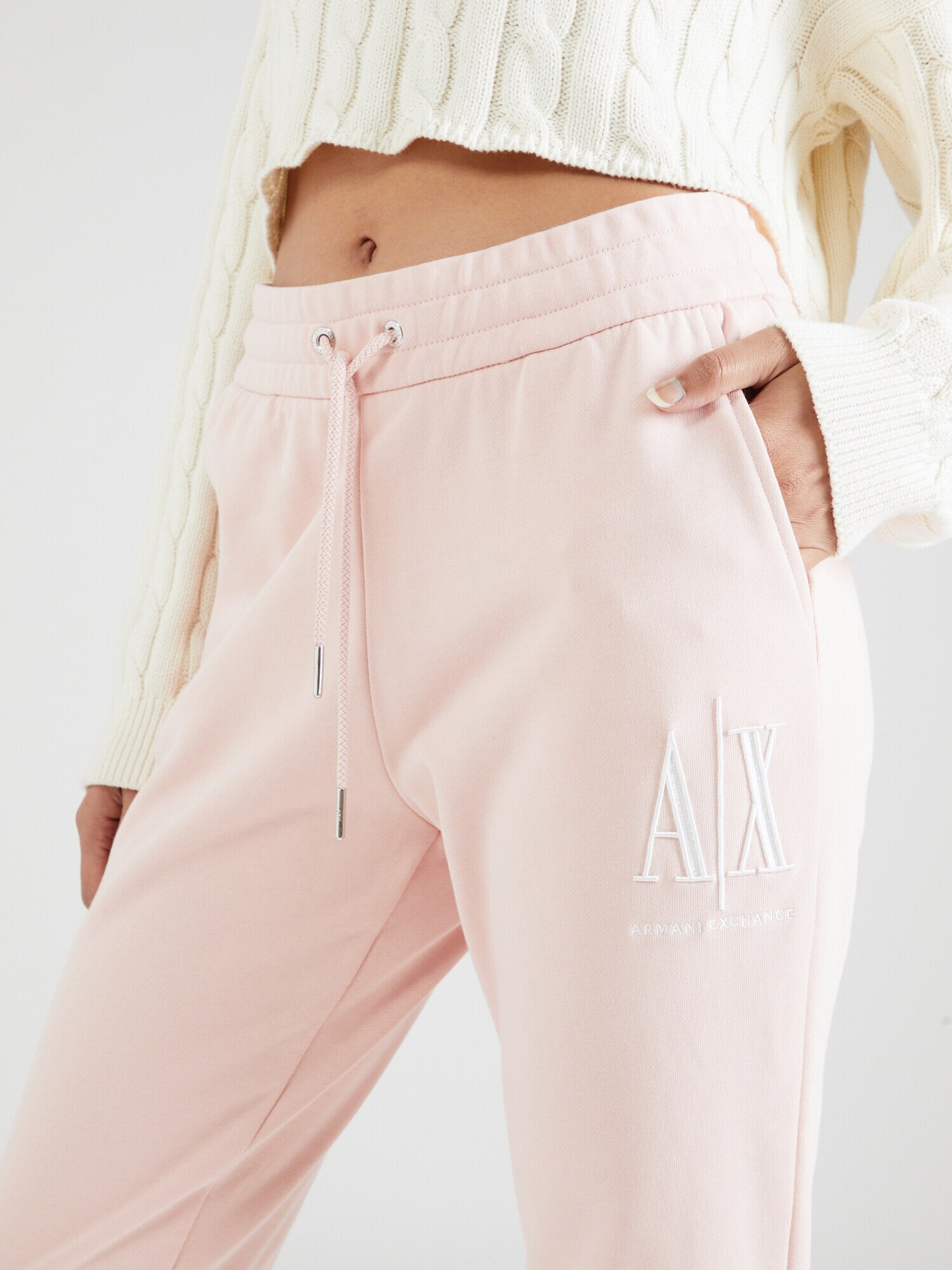 ARMANI EXCHANGE Pantaloni roz / alb - Pled.ro