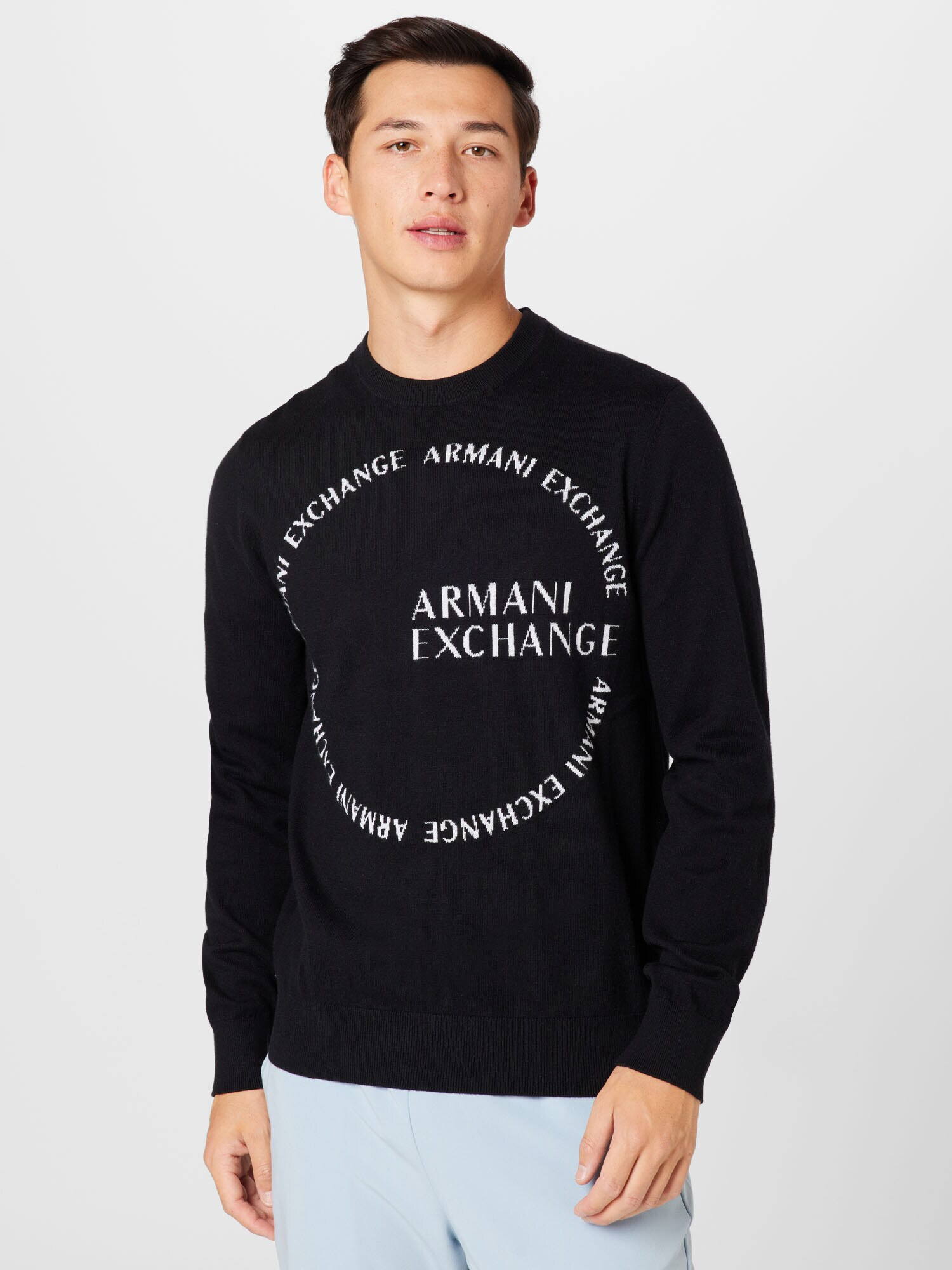 ARMANI EXCHANGE Pulover negru / alb - Pled.ro