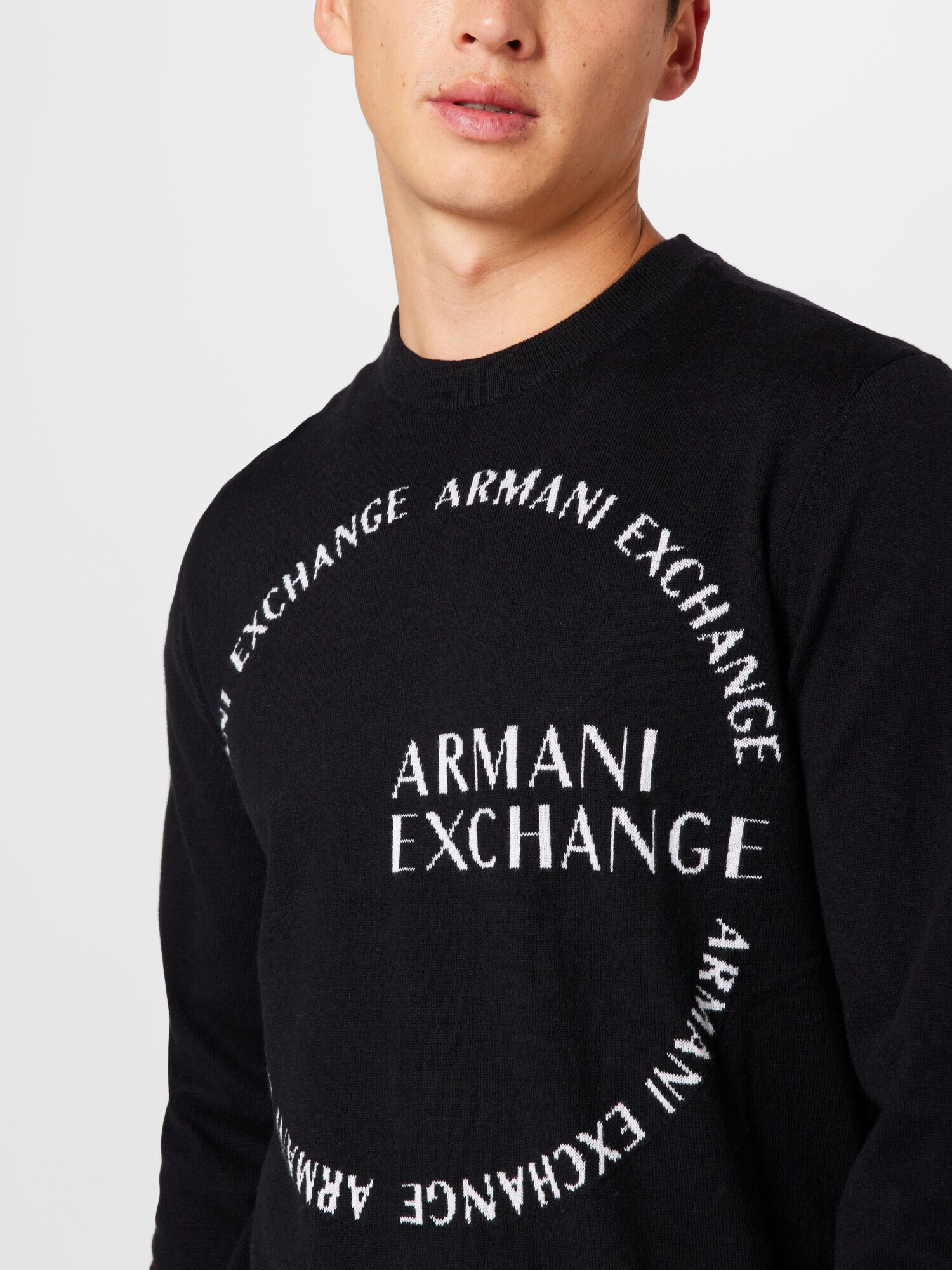 ARMANI EXCHANGE Pulover negru / alb - Pled.ro