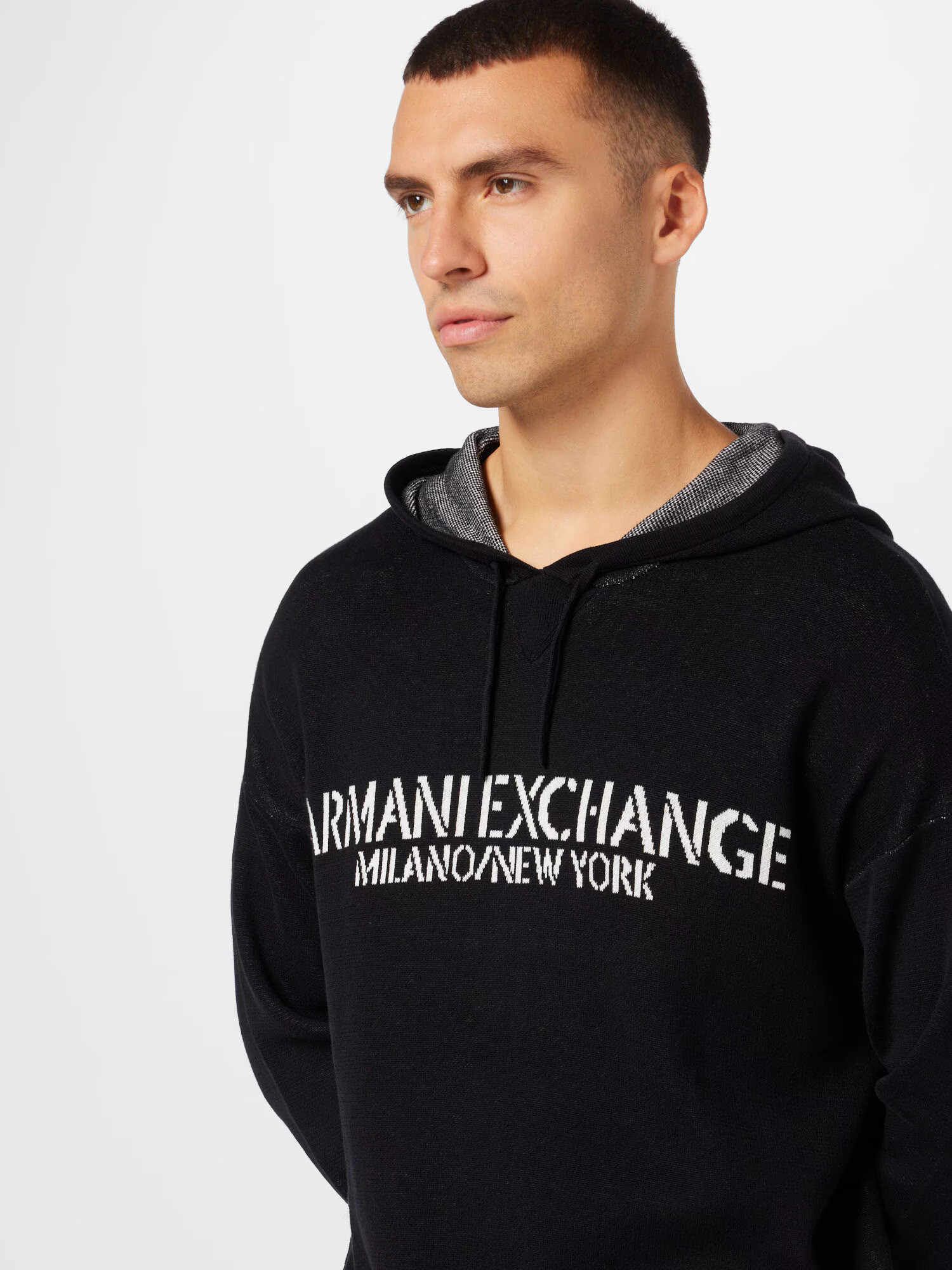 ARMANI EXCHANGE Pulover negru / alb - Pled.ro