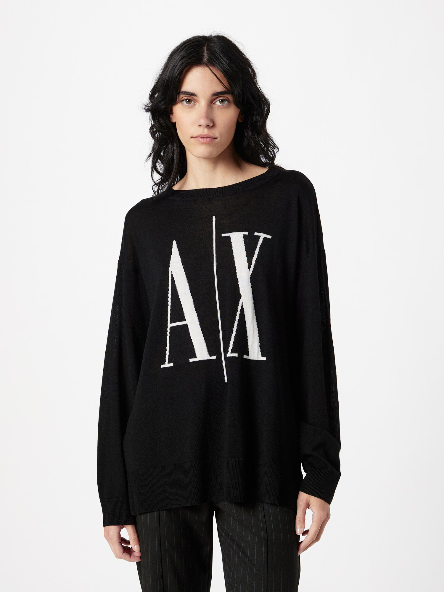 ARMANI EXCHANGE Pulover negru / alb - Pled.ro