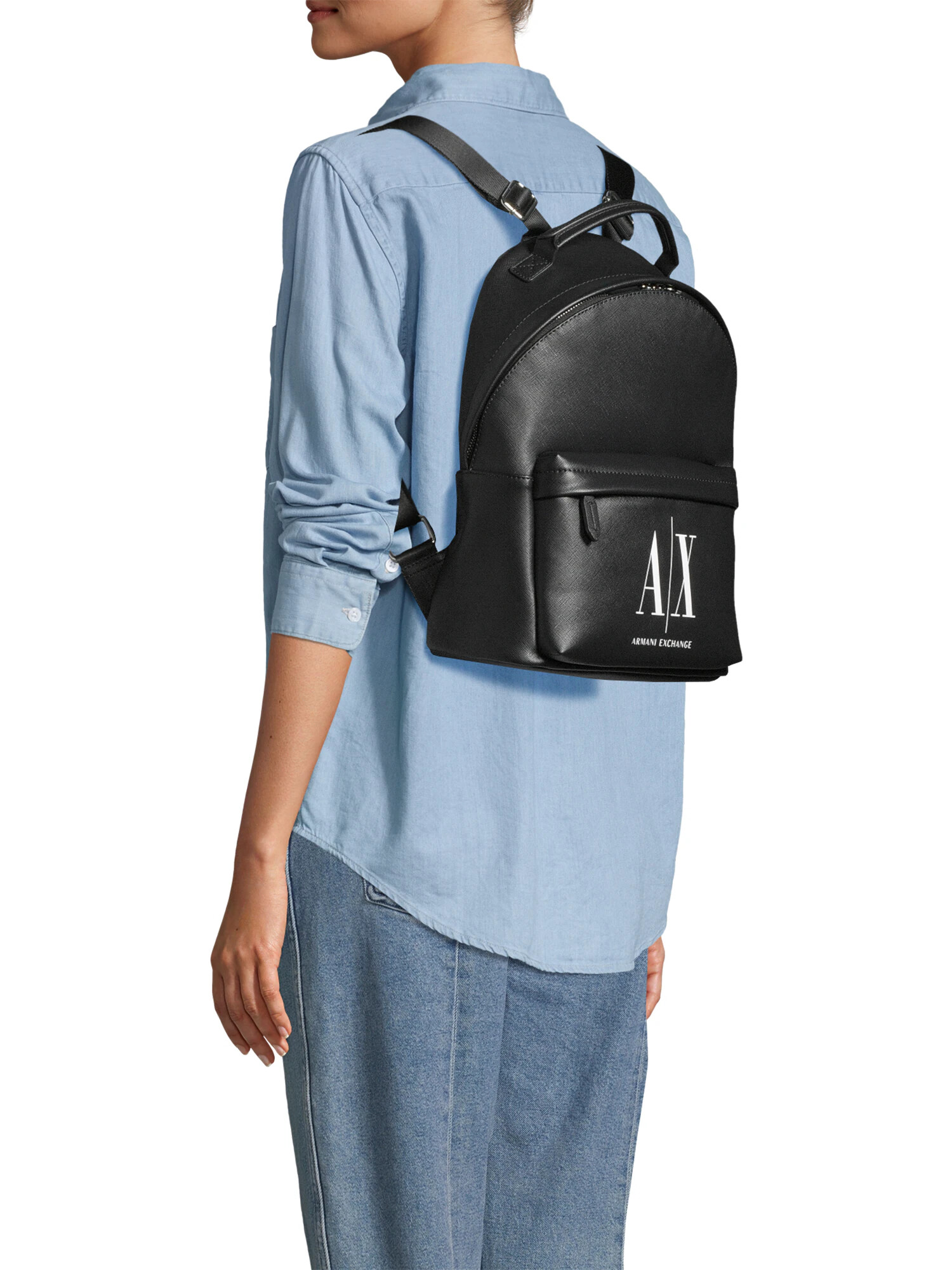 ARMANI EXCHANGE Rucsac negru / alb - Pled.ro