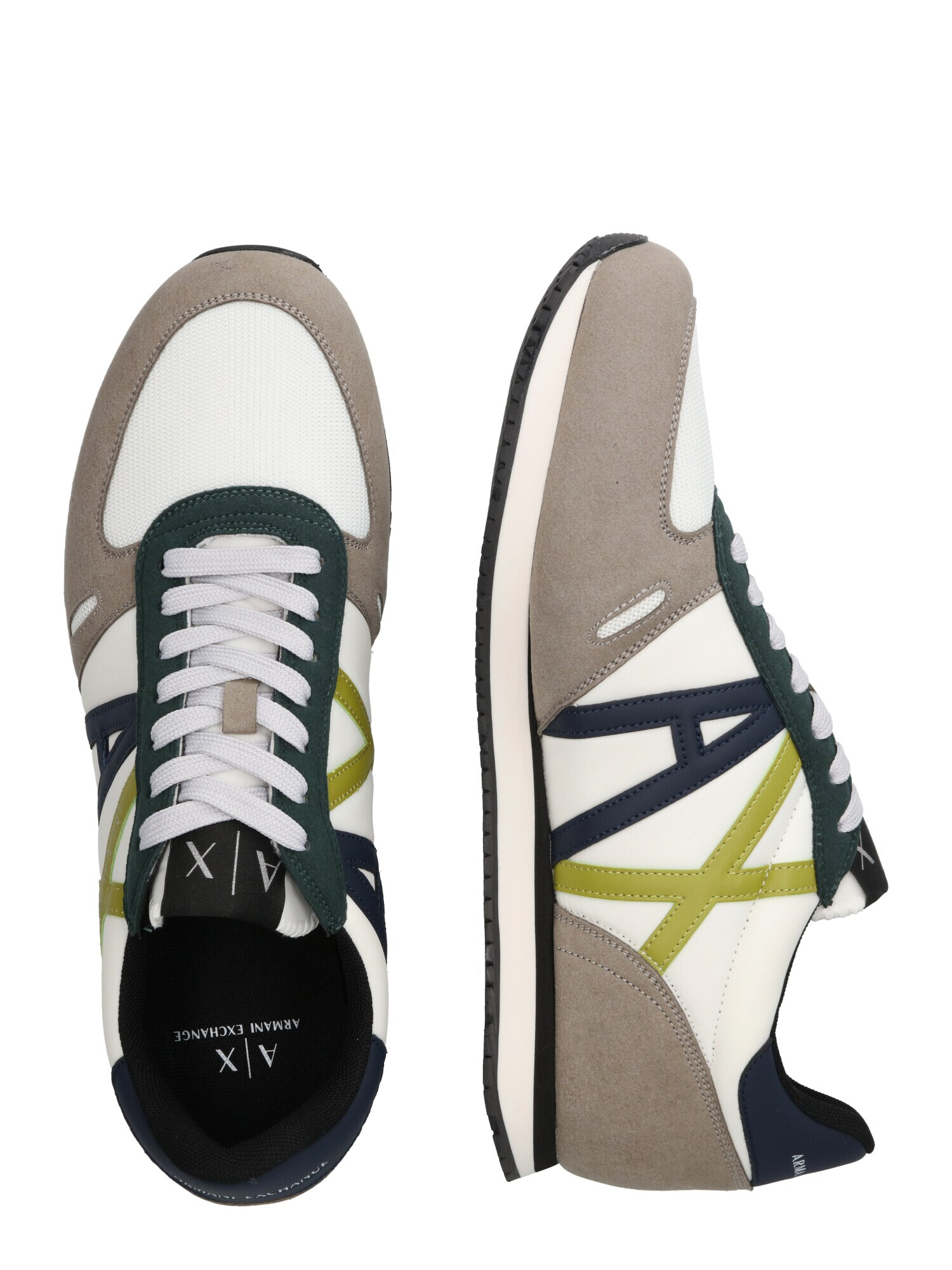 ARMANI EXCHANGE Sneaker low albastru închis / gri taupe / verde deschis / alb - Pled.ro