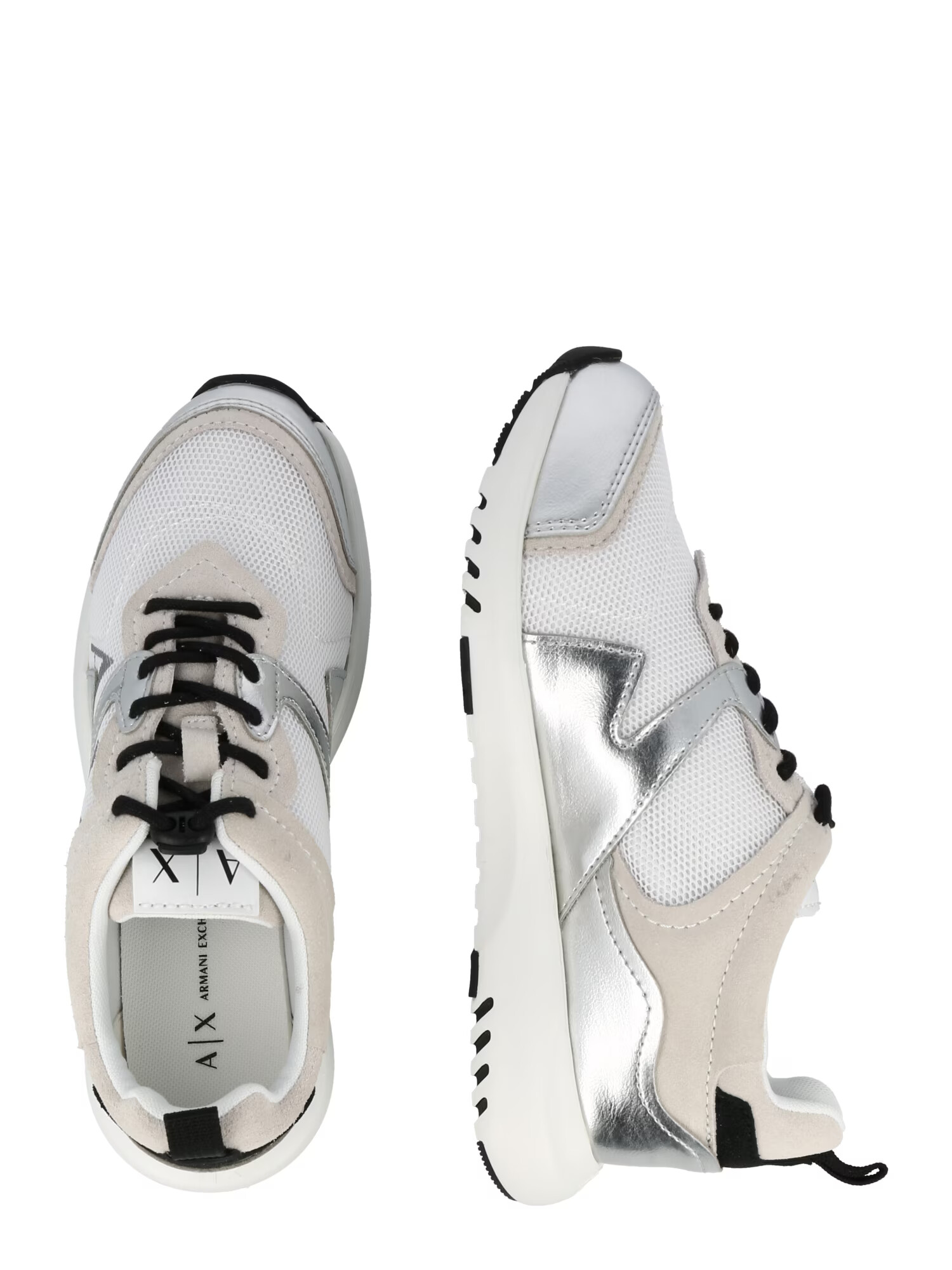 ARMANI EXCHANGE Sneaker low bej / argintiu / alb - Pled.ro