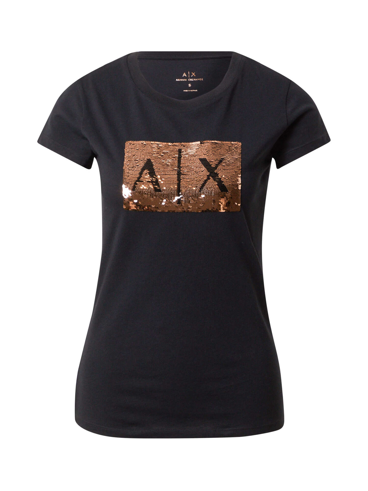 ARMANI EXCHANGE Tricou arămiu / negru - Pled.ro