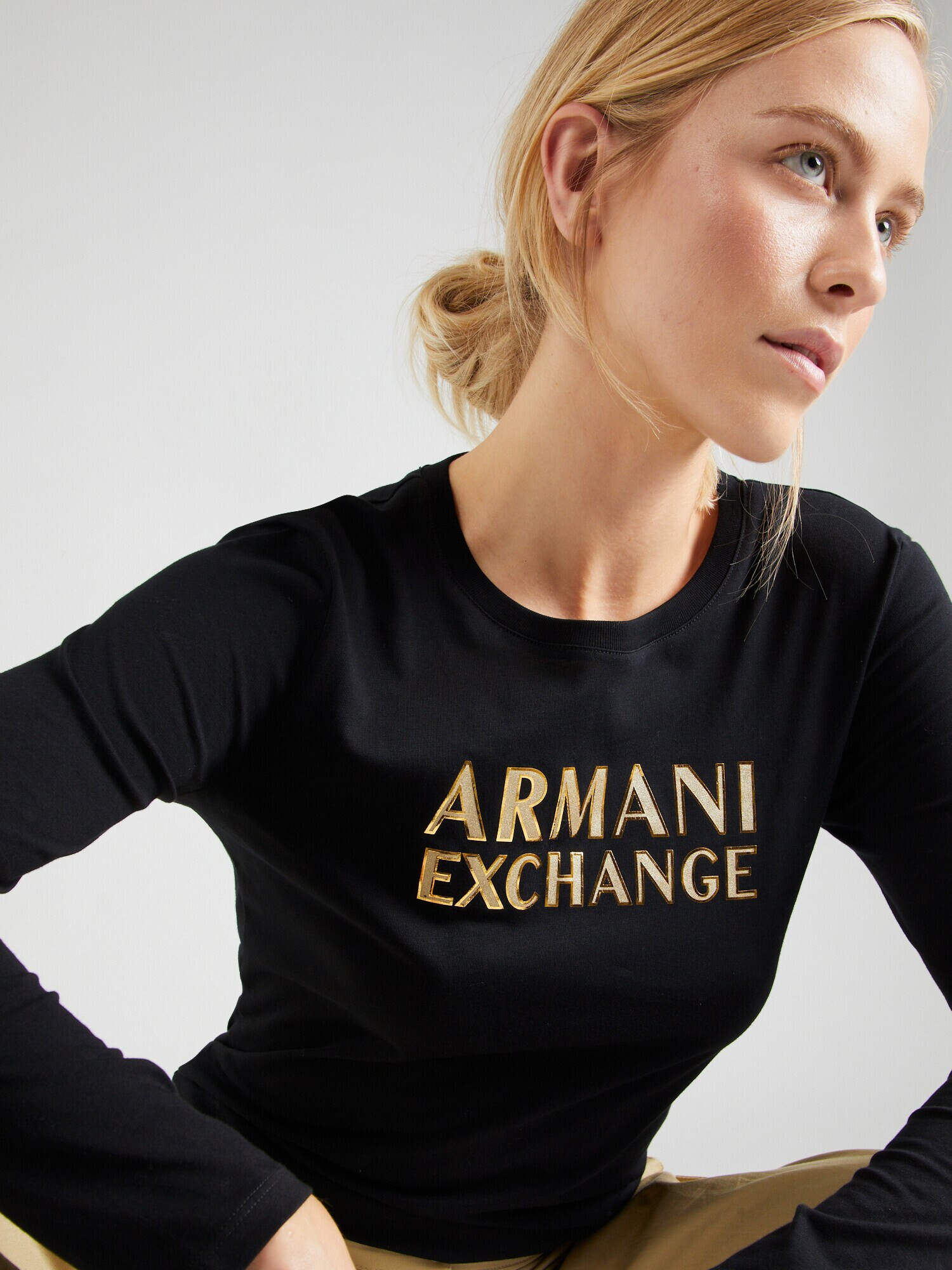 ARMANI EXCHANGE Tricou auriu / negru - Pled.ro