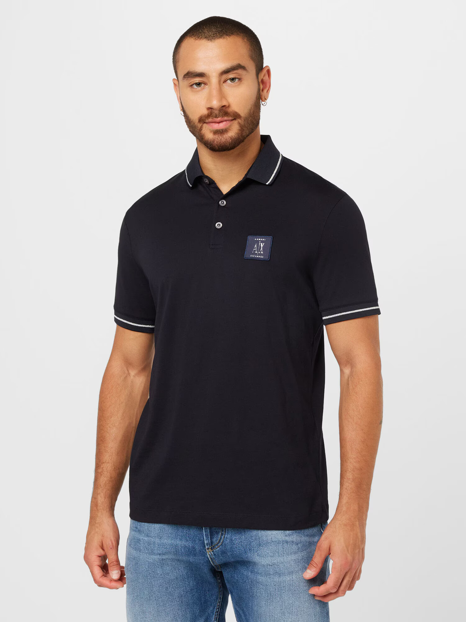 ARMANI EXCHANGE Tricou bleumarin / alb - Pled.ro