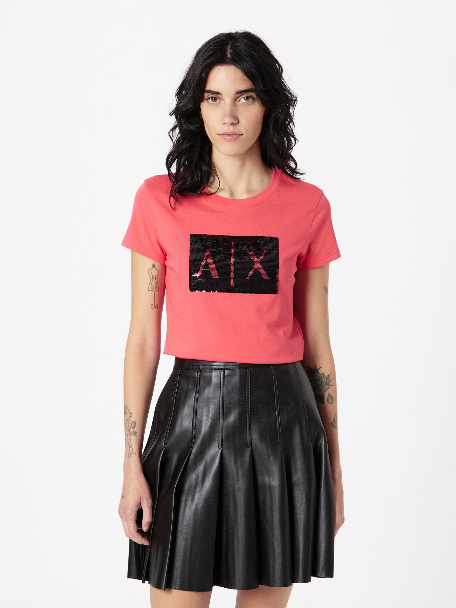 ARMANI EXCHANGE Tricou fucsia / negru - Pled.ro