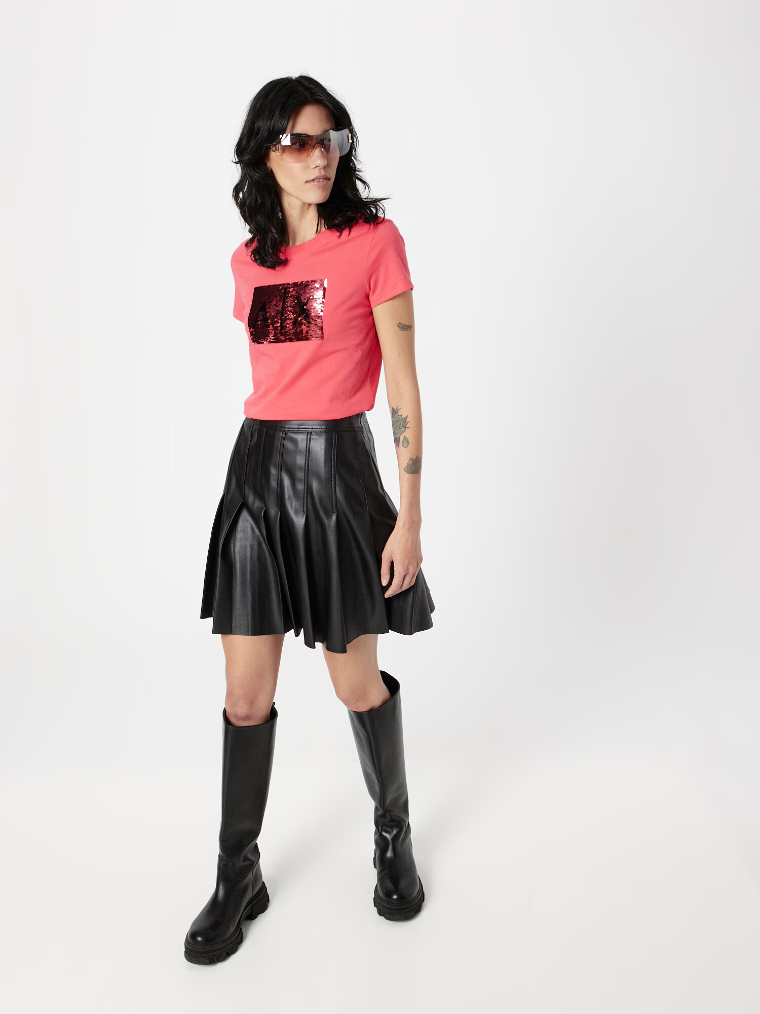 ARMANI EXCHANGE Tricou fucsia / negru - Pled.ro