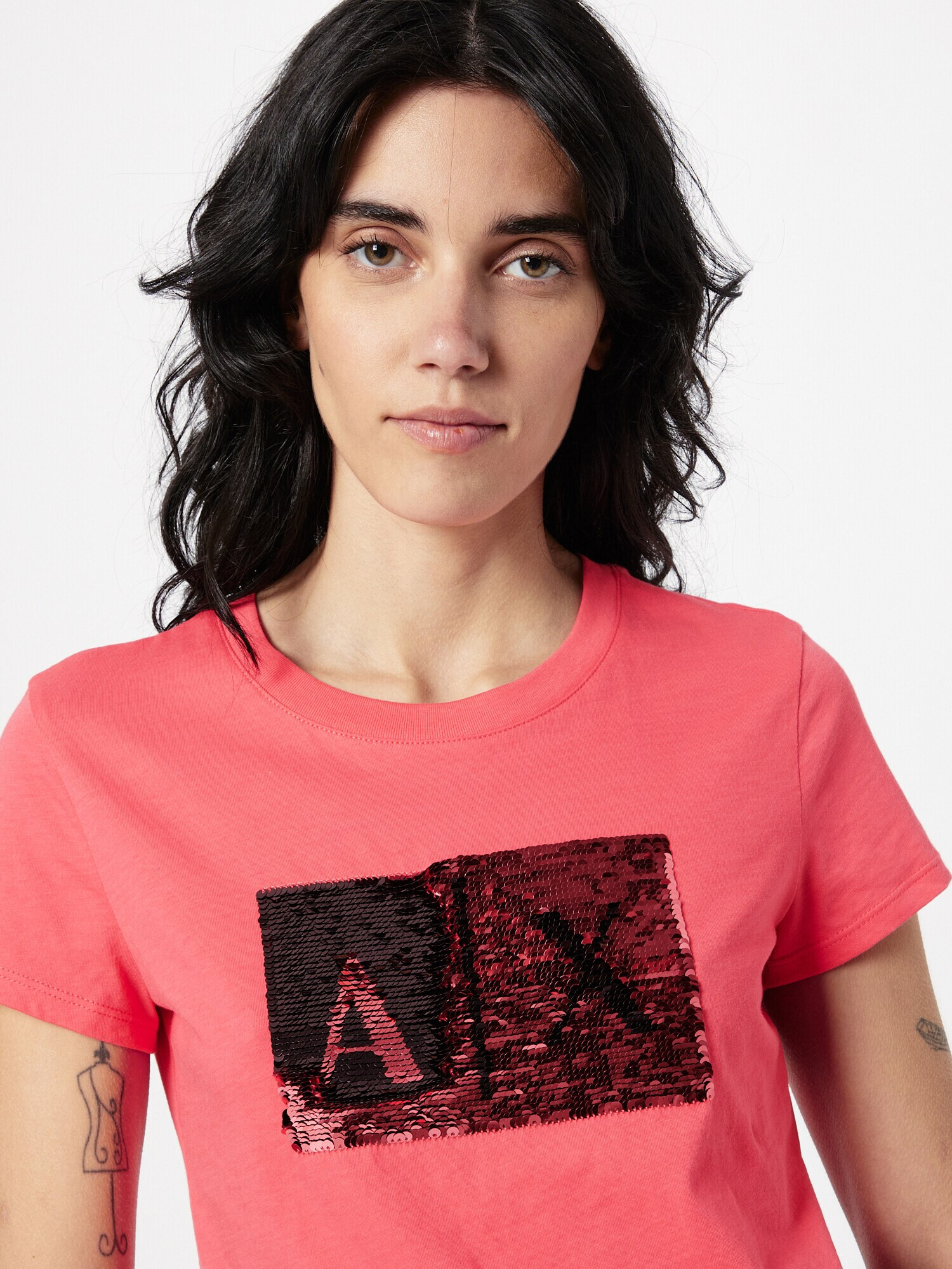 ARMANI EXCHANGE Tricou fucsia / negru - Pled.ro