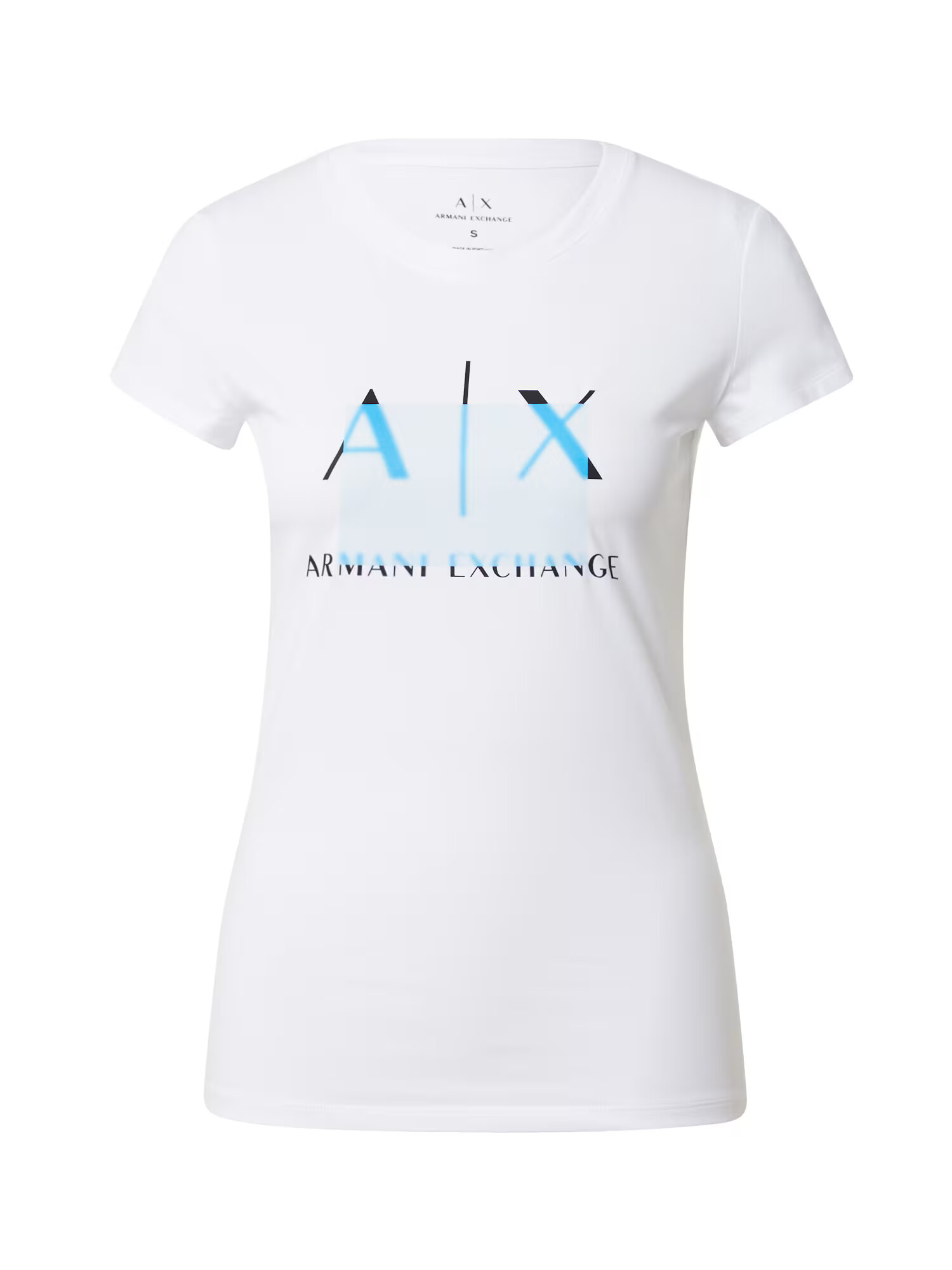 ARMANI EXCHANGE Tricou 'LYTKA' albastru marin / turcoaz / alb - Pled.ro