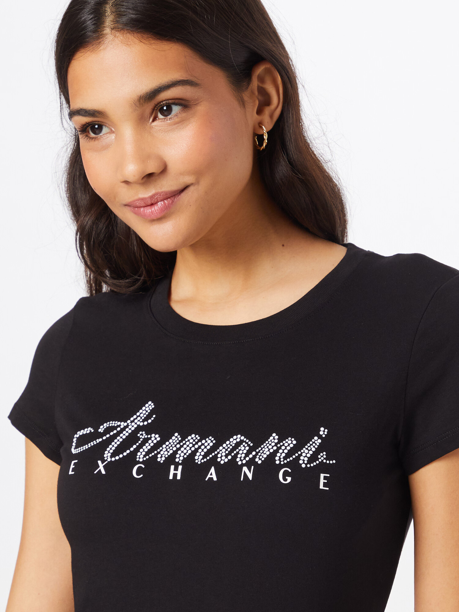 ARMANI EXCHANGE Tricou negru / alb - Pled.ro