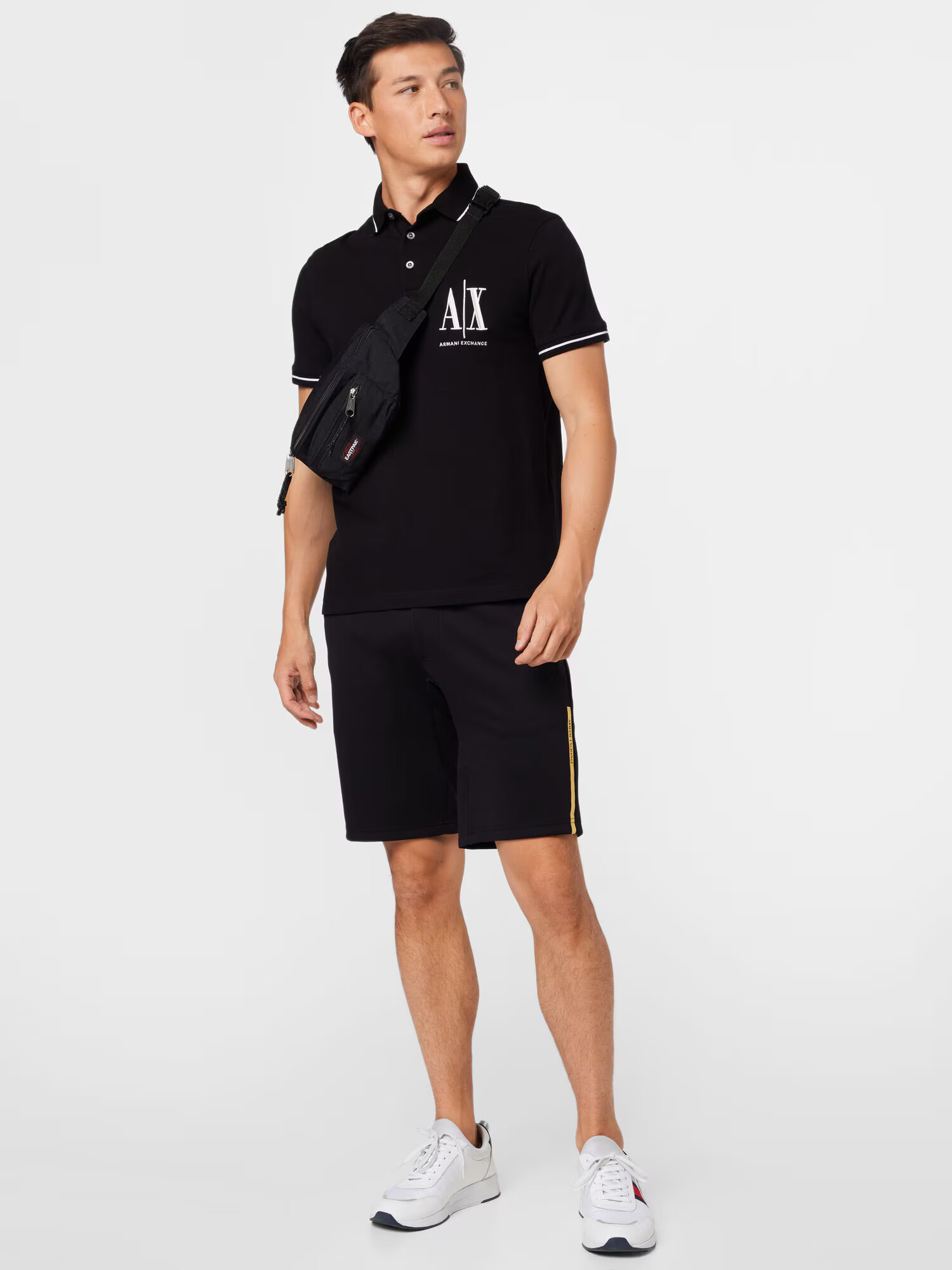 ARMANI EXCHANGE Tricou negru / alb - Pled.ro