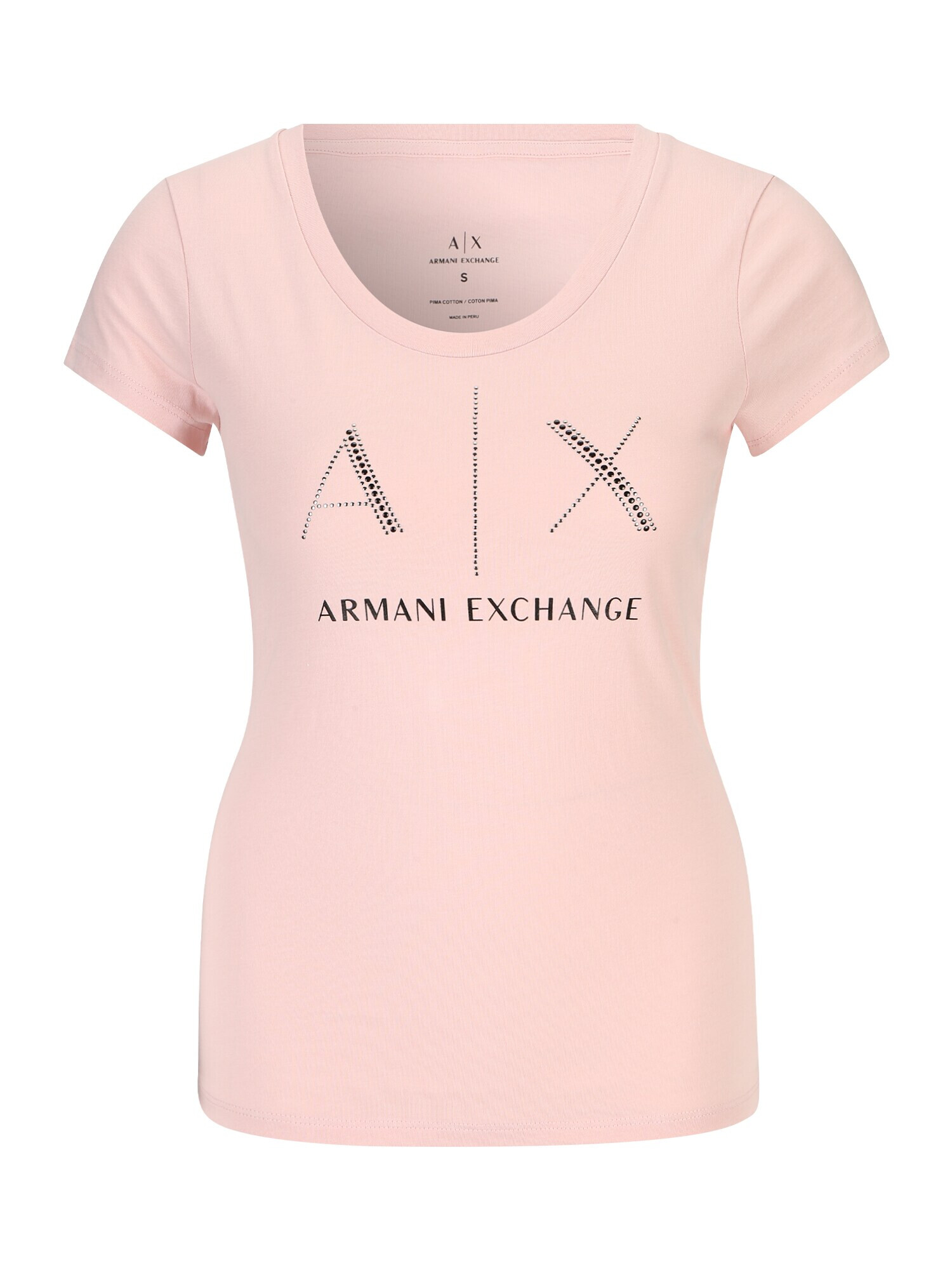 ARMANI EXCHANGE Tricou roz / negru / alb - Pled.ro