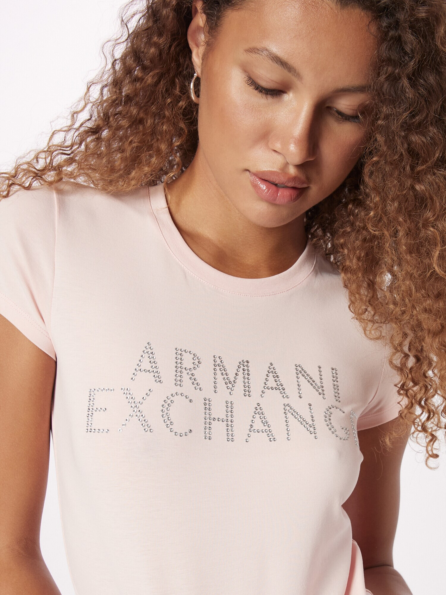 ARMANI EXCHANGE Tricou roz pudră / argintiu - Pled.ro