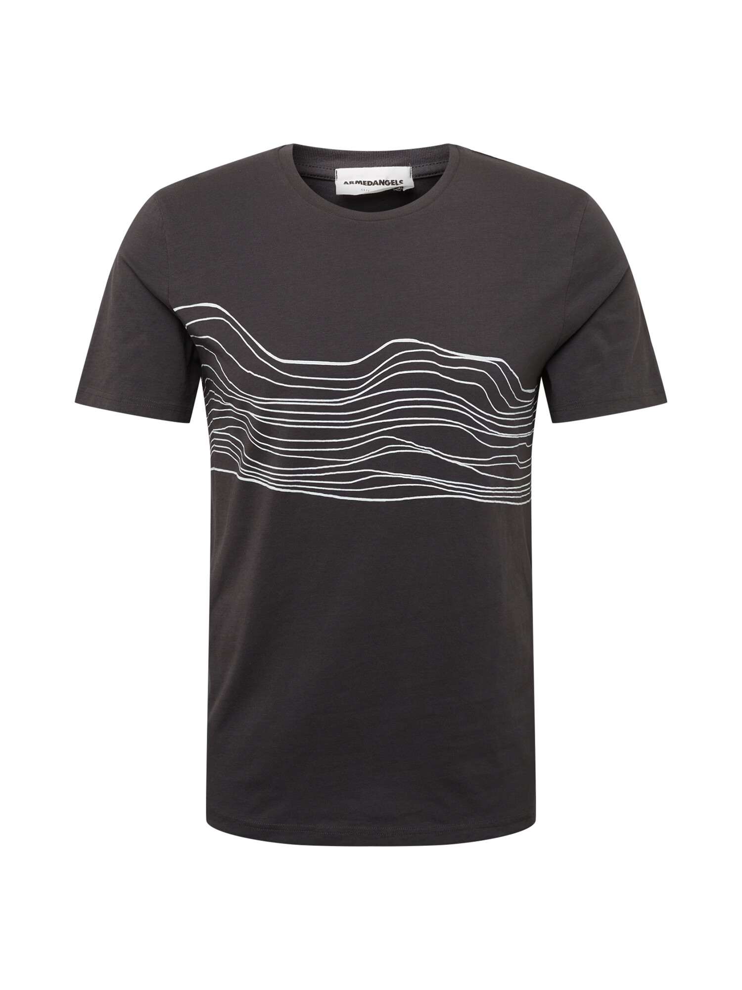 ARMEDANGELS Tricou 'JAAMES SOUND WAVES' gri închis / alb - Pled.ro