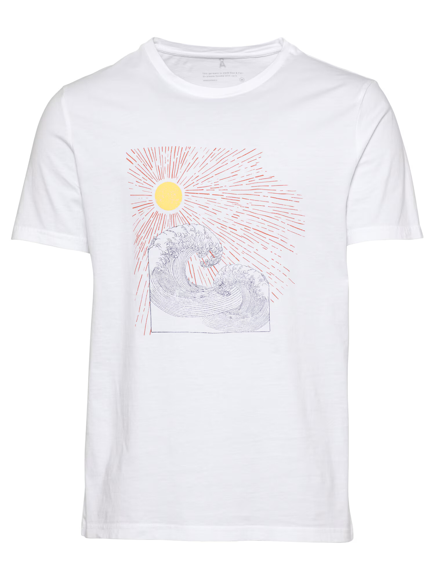 ARMEDANGELS Tricou 'JAAMES SUN WAVES' albastru porumbel / galben / roșu / alb - Pled.ro